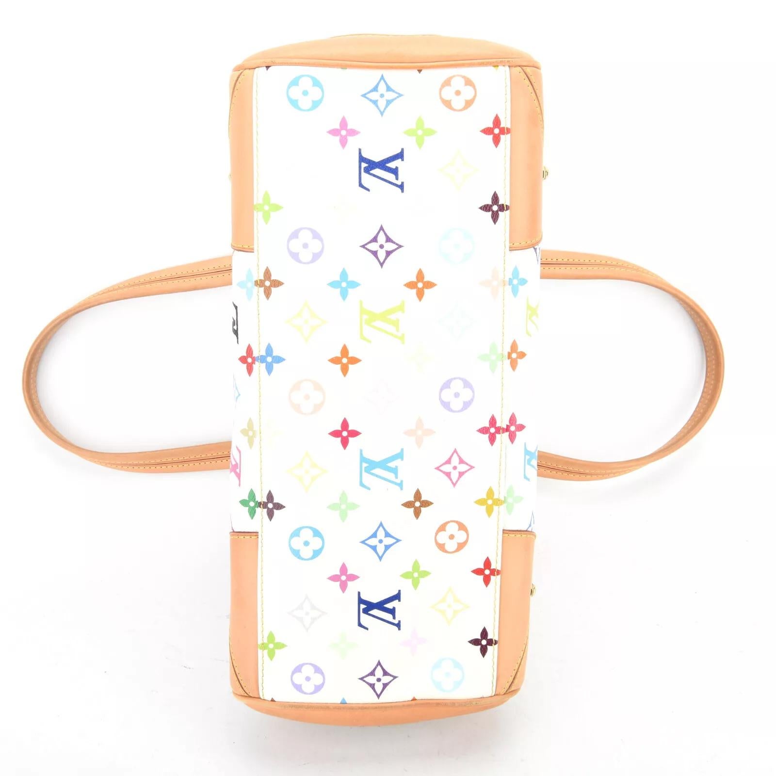 Women's Louis Vuitton Murakami White Multicolor Monogram Top Handle Claudia For Sale