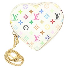 Louis Vuitton Murakami White Multicolor Porte Monnaie Coeur Heart Coin Purse 