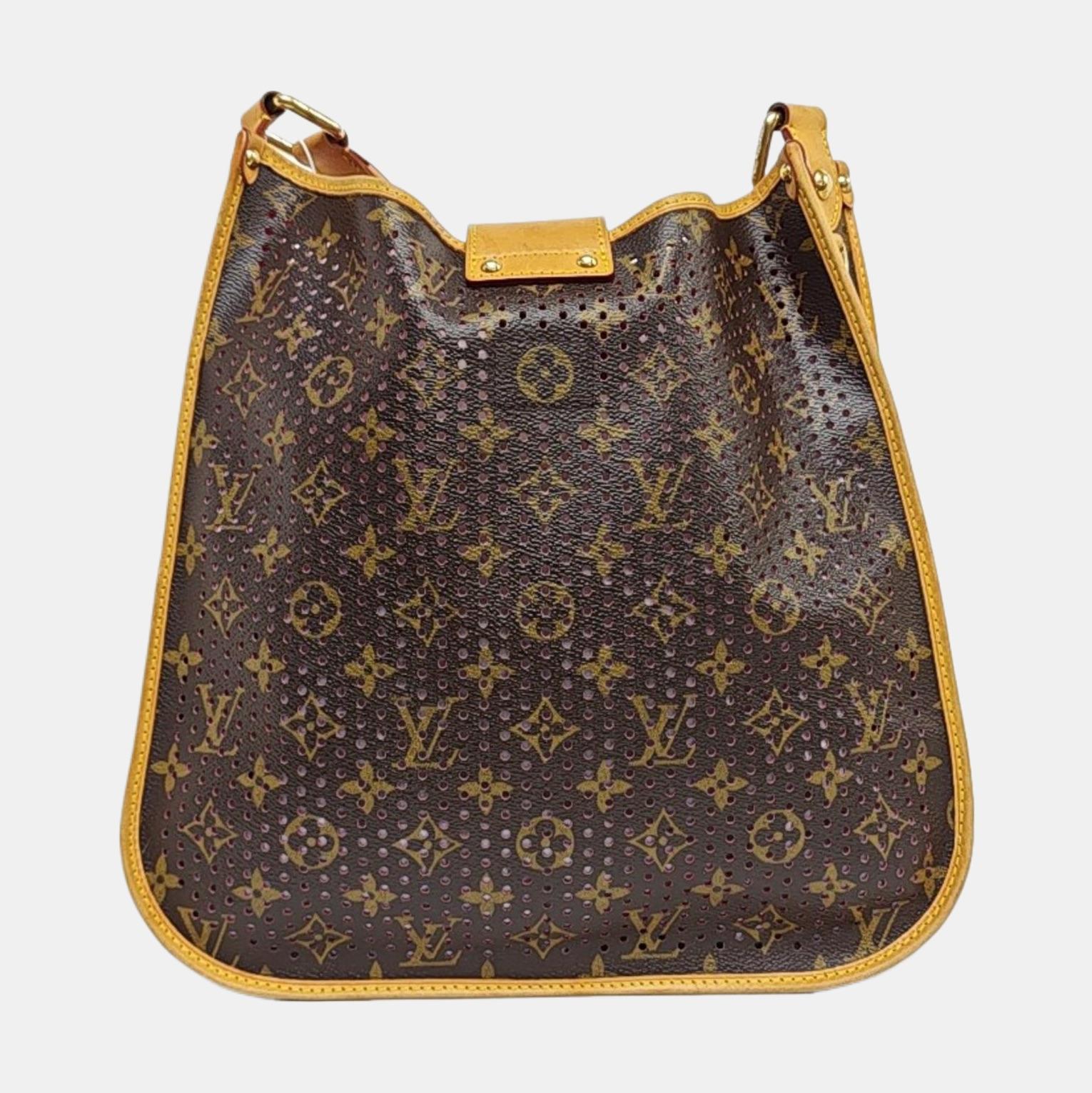 Louis Vuitton Musette Braun Perforiert Monogram Rosa Interieur Damen im Angebot