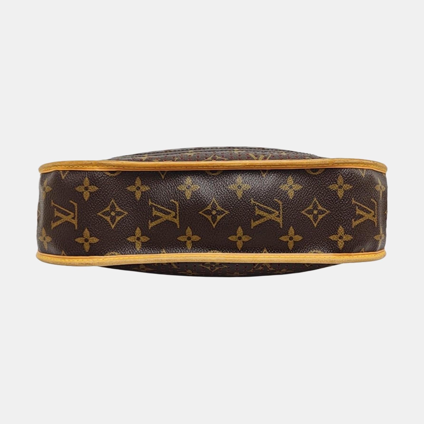 Louis Vuitton Musette Braun Perforiert Monogram Rosa Interieur im Angebot 1