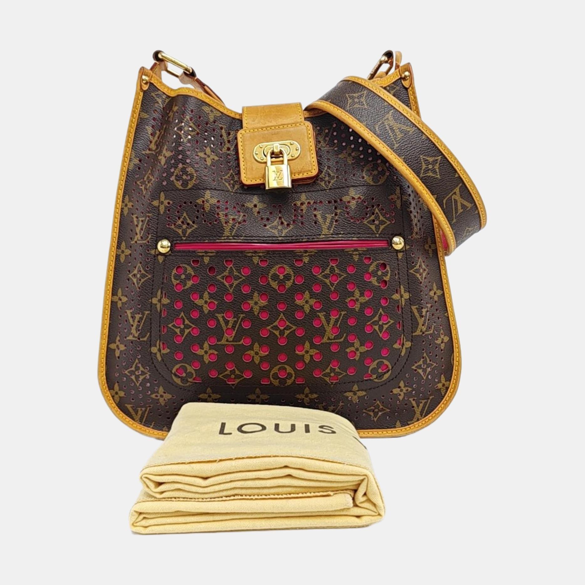 Louis Vuitton Musette Marron Perforé Monogramme Rose Intérieur en vente 3
