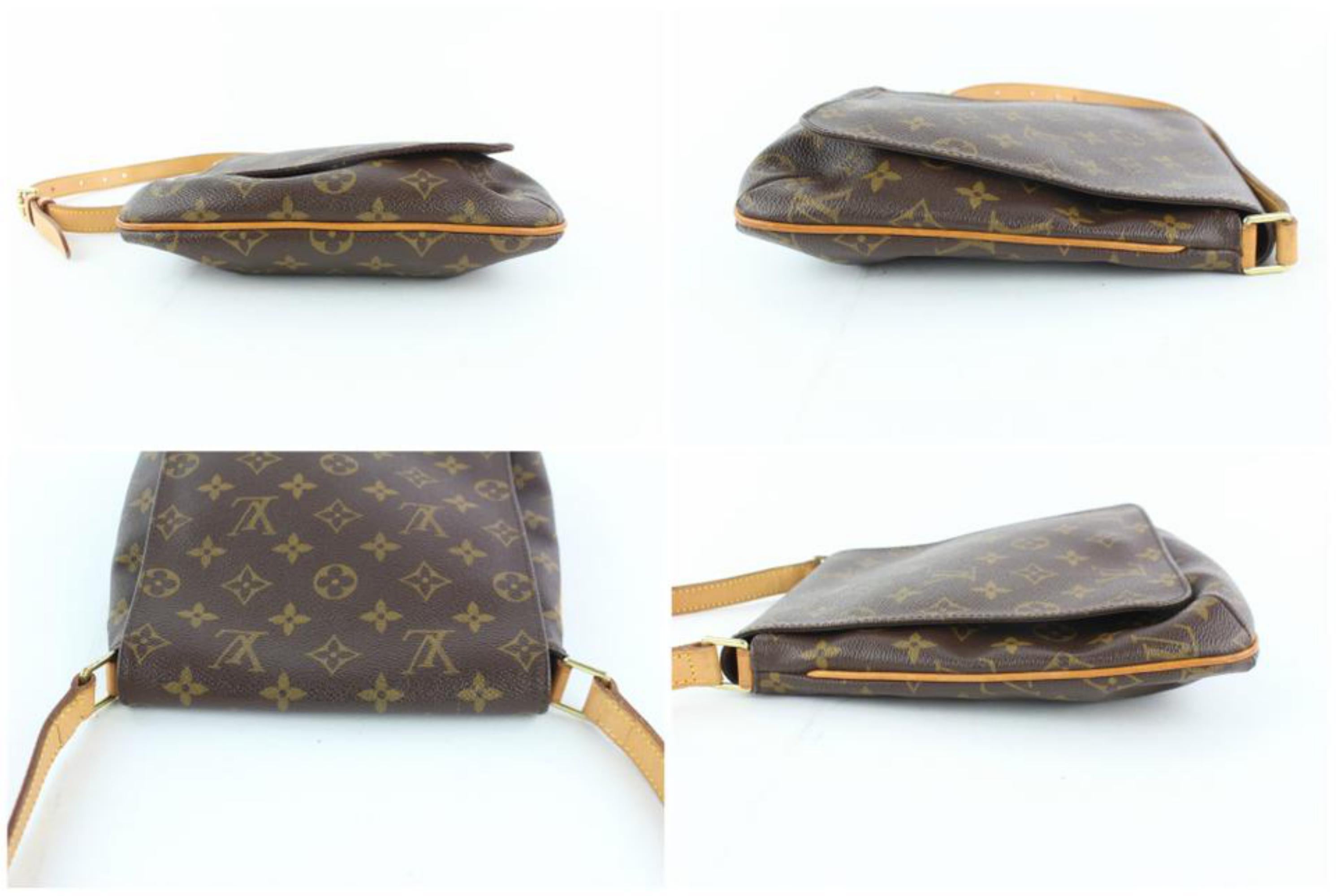 Women's Louis Vuitton Musette Salsa Monogram Flap 5lz1912 Brown Coated Canvas Messenger  For Sale