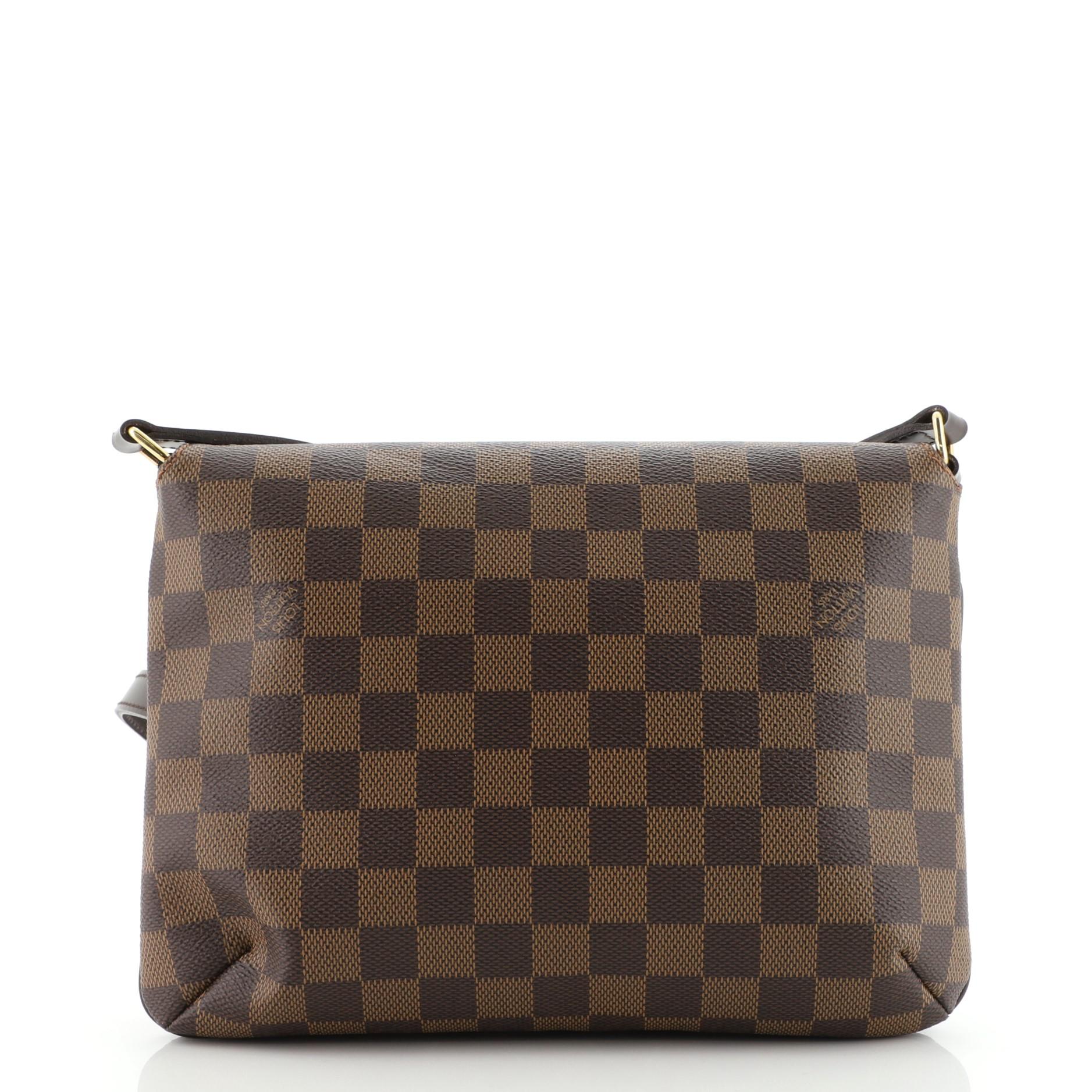 Black Louis Vuitton Musette Tango Handbag Damier