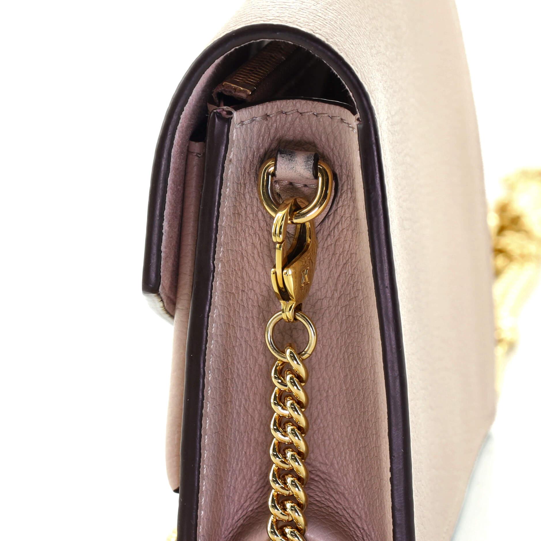 Beige Louis Vuitton Mylockme Chain Pochette Leather Mini