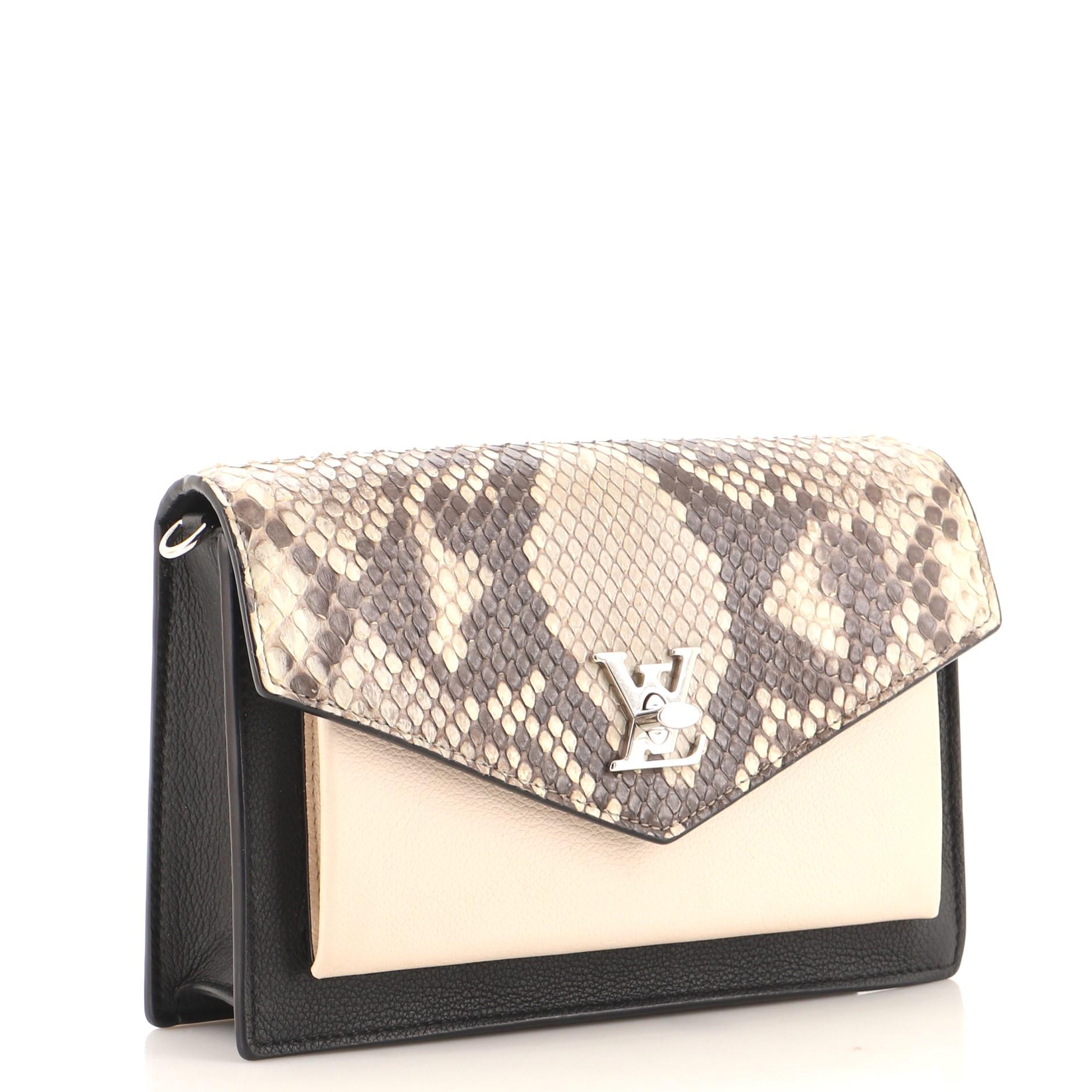 Beige Louis Vuitton Mylockme Chain Pochette Leather with Python