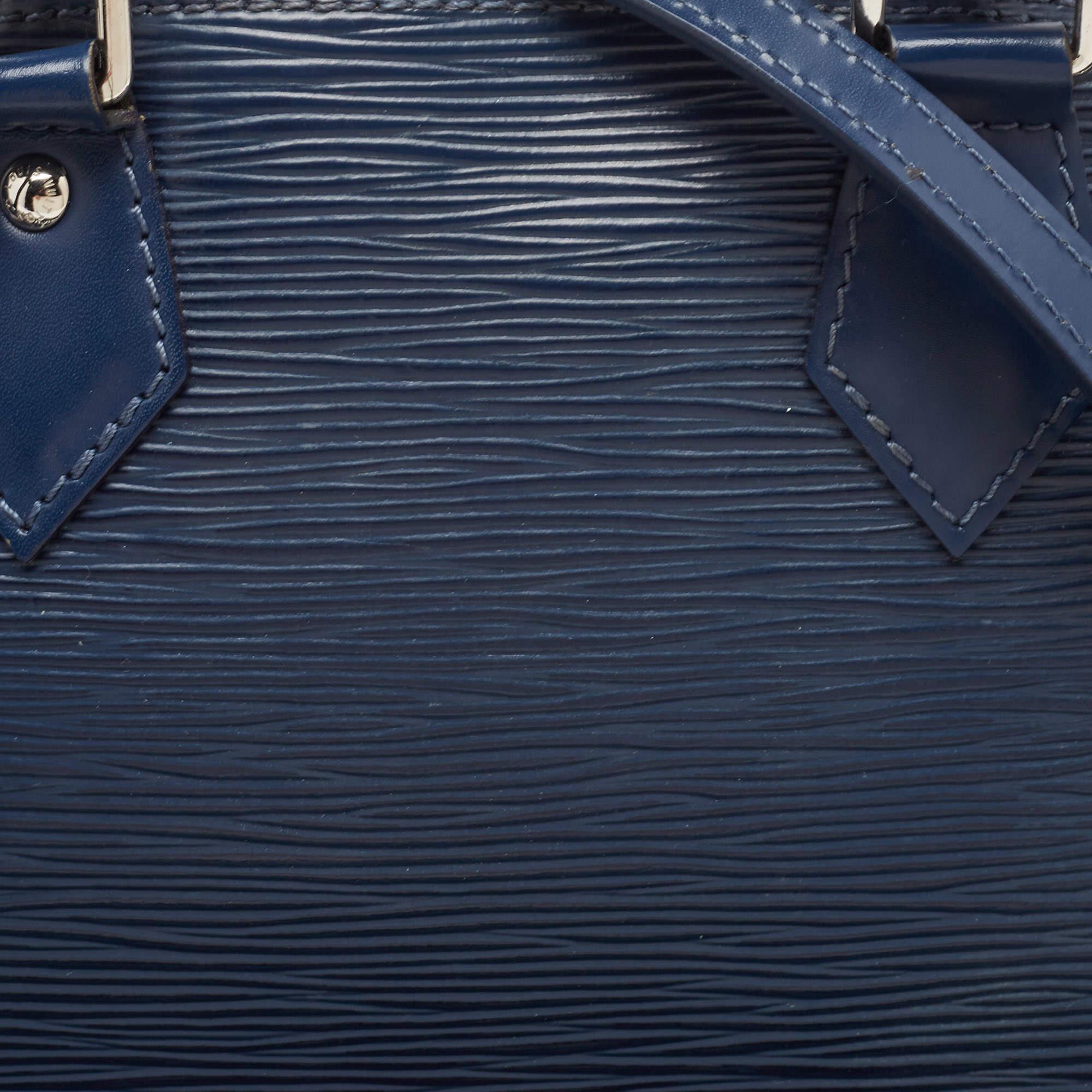 Louis Vuitton Myrtille Blue Epi Leather Alma BB Bag For Sale 12