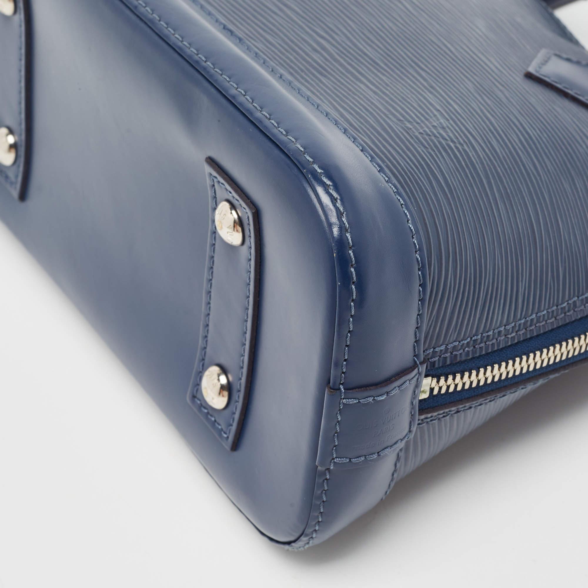 Louis Vuitton Myrtille Blue Epi Leather Alma BB Bag For Sale 14