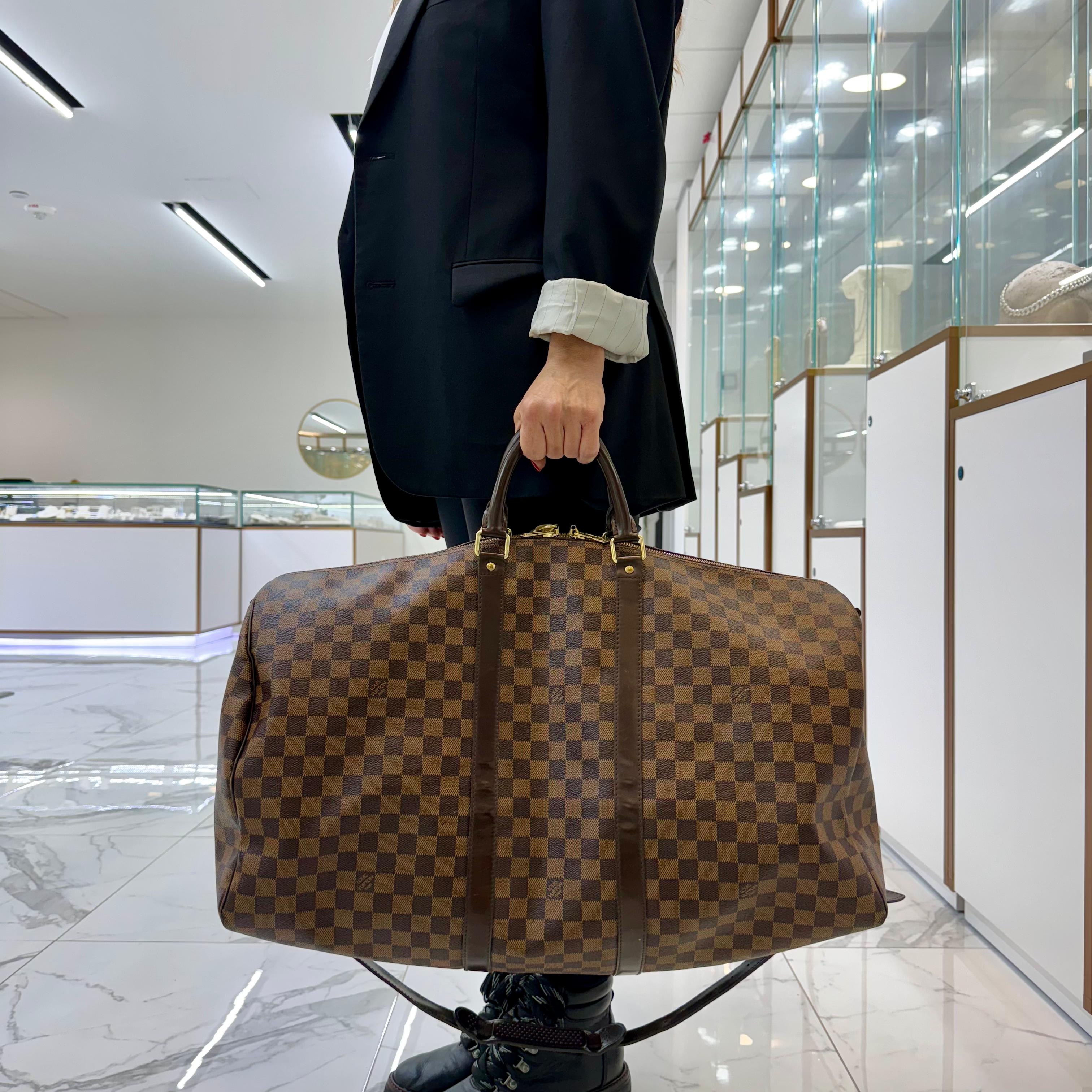 Louis Vuitton N41414 Damier Ebene Keepall Bandouliere 55 Duffle Leather Handbag 4