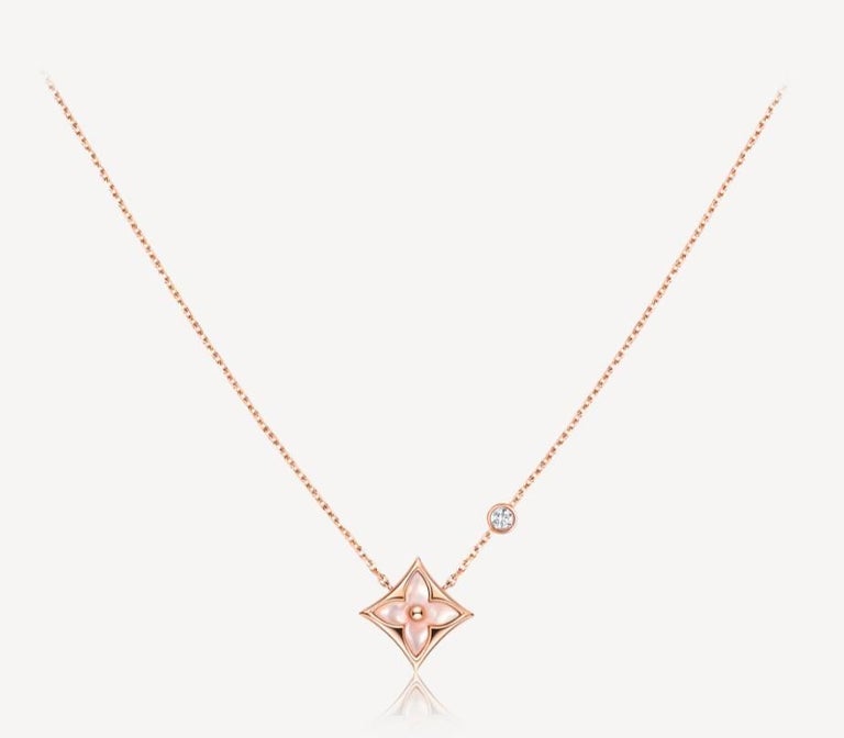 Collier Or 18 Carats Avec Fleurs, Nacre Naturelle Et Diamants - Occasion