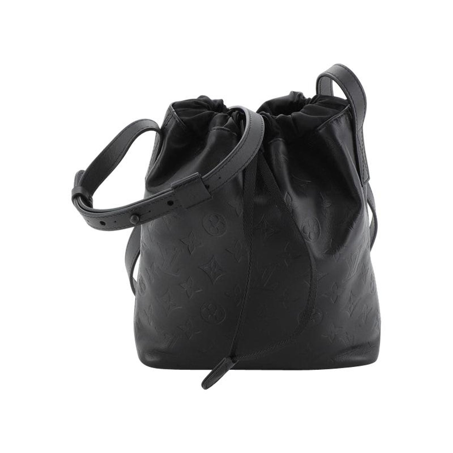 LOUIS VUITTON Cotton Calfskin Monogram Nano Bucket Bag Black