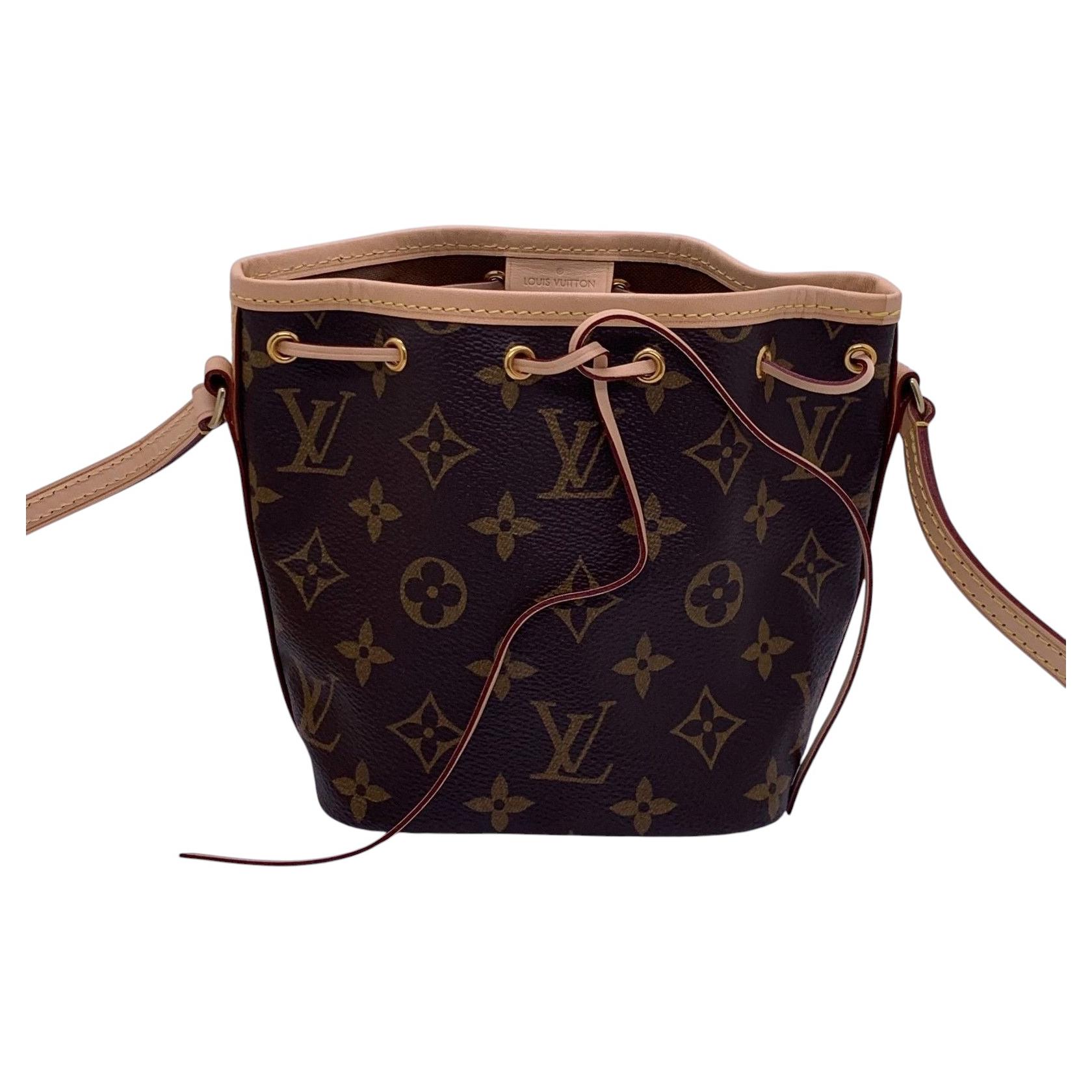 Louis Vuitton Nano Noé Monogram Canvas Compact Bucket Shoulder Bag For Sale