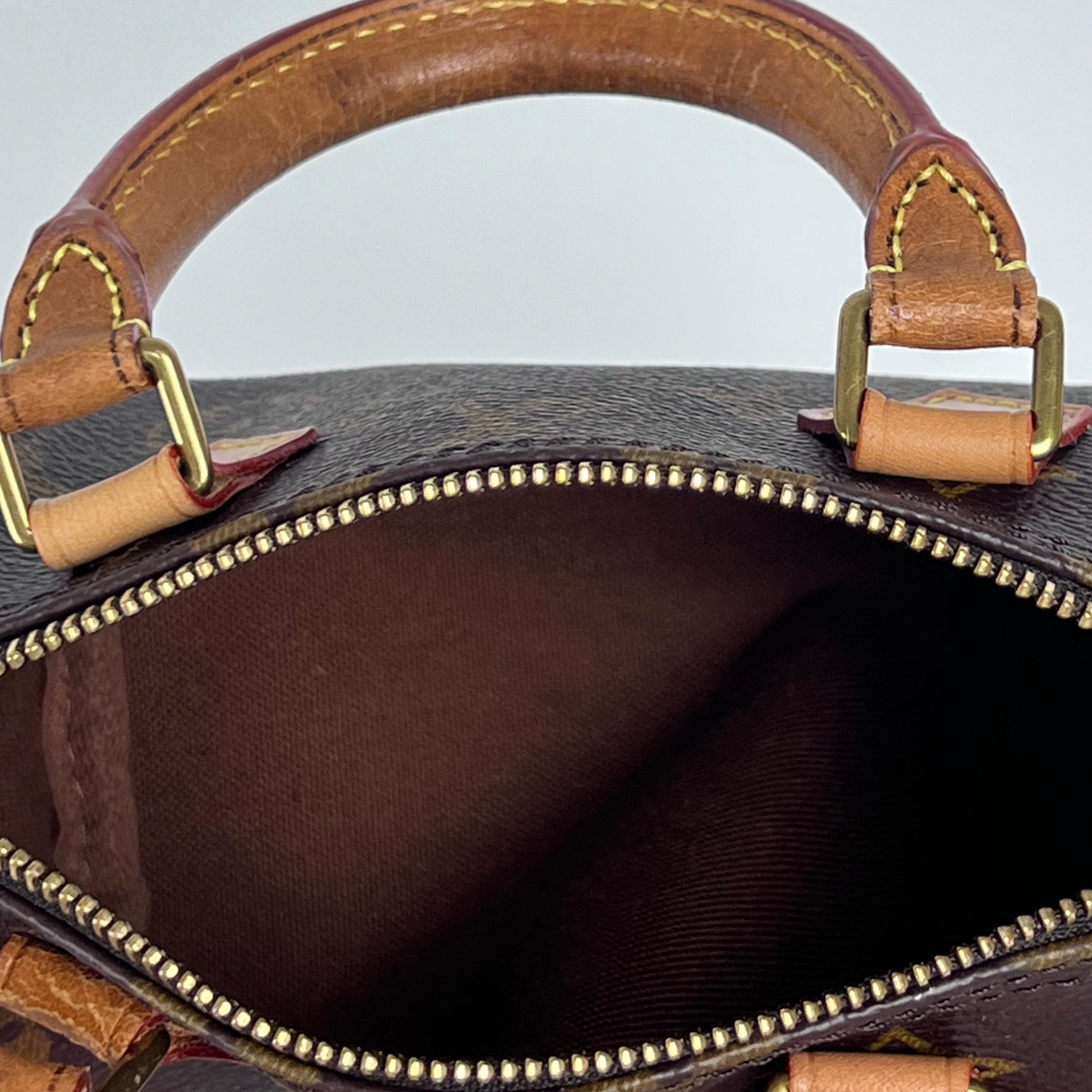 Louis Vuitton Nano Speedy Top Handle Bag Monogram Canvas Brown circa 1990 en vente 5