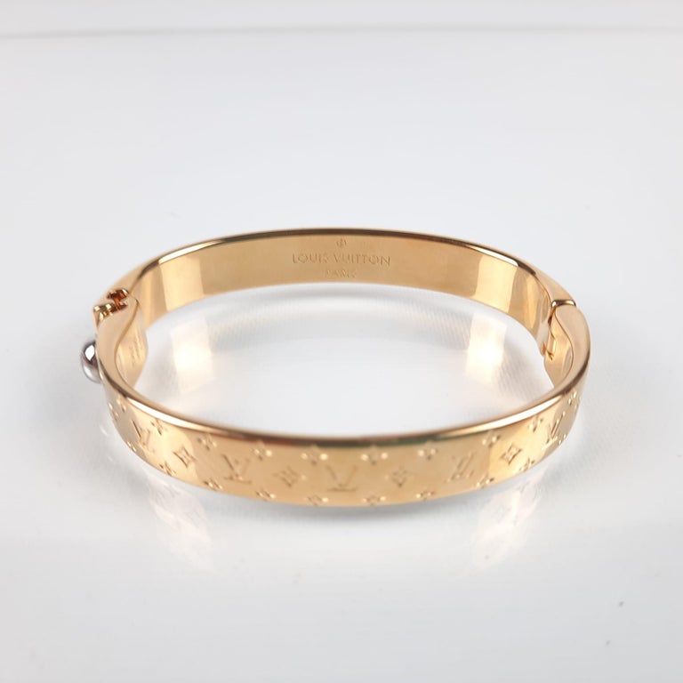 Louis Vuitton Nanogram Gold Tone Cuff Bracelet S at 1stDibs