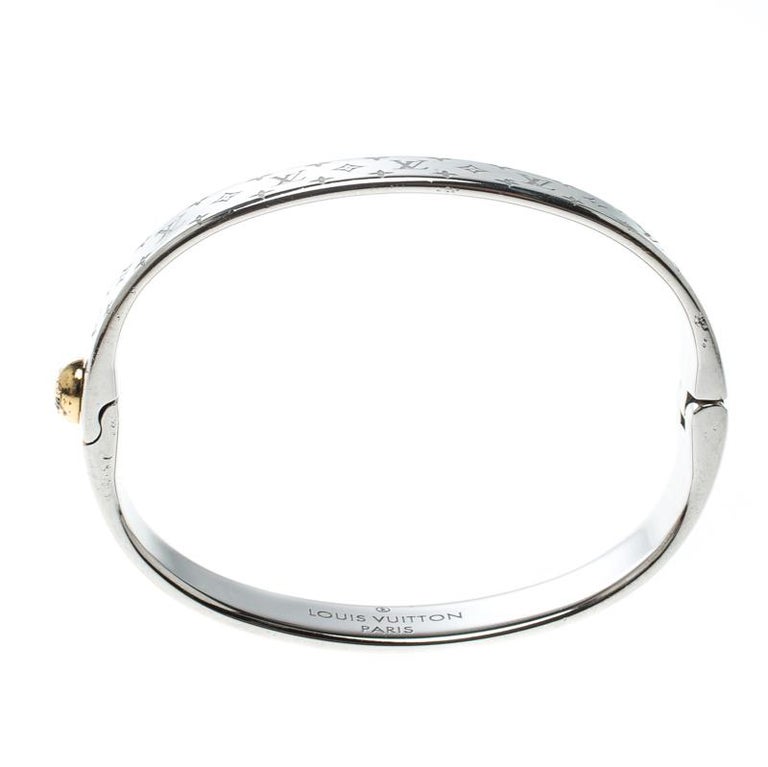 Louis Vuitton Nanogram Cuff Silver Tone Bracelet S