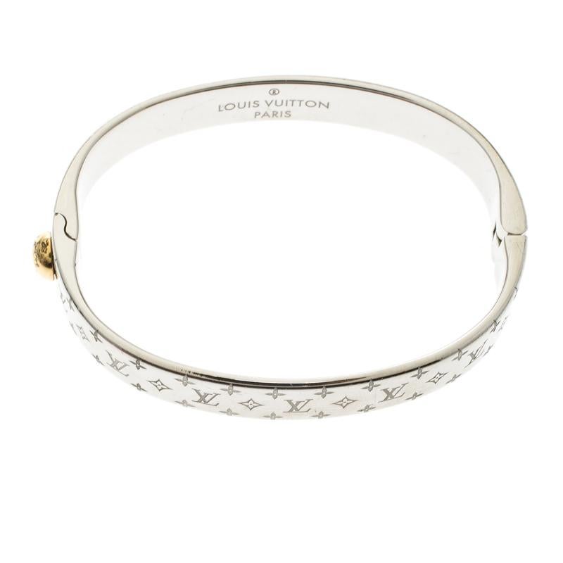 Contemporary Louis Vuitton Nanogram Cuff Silver Tone Bracelet S