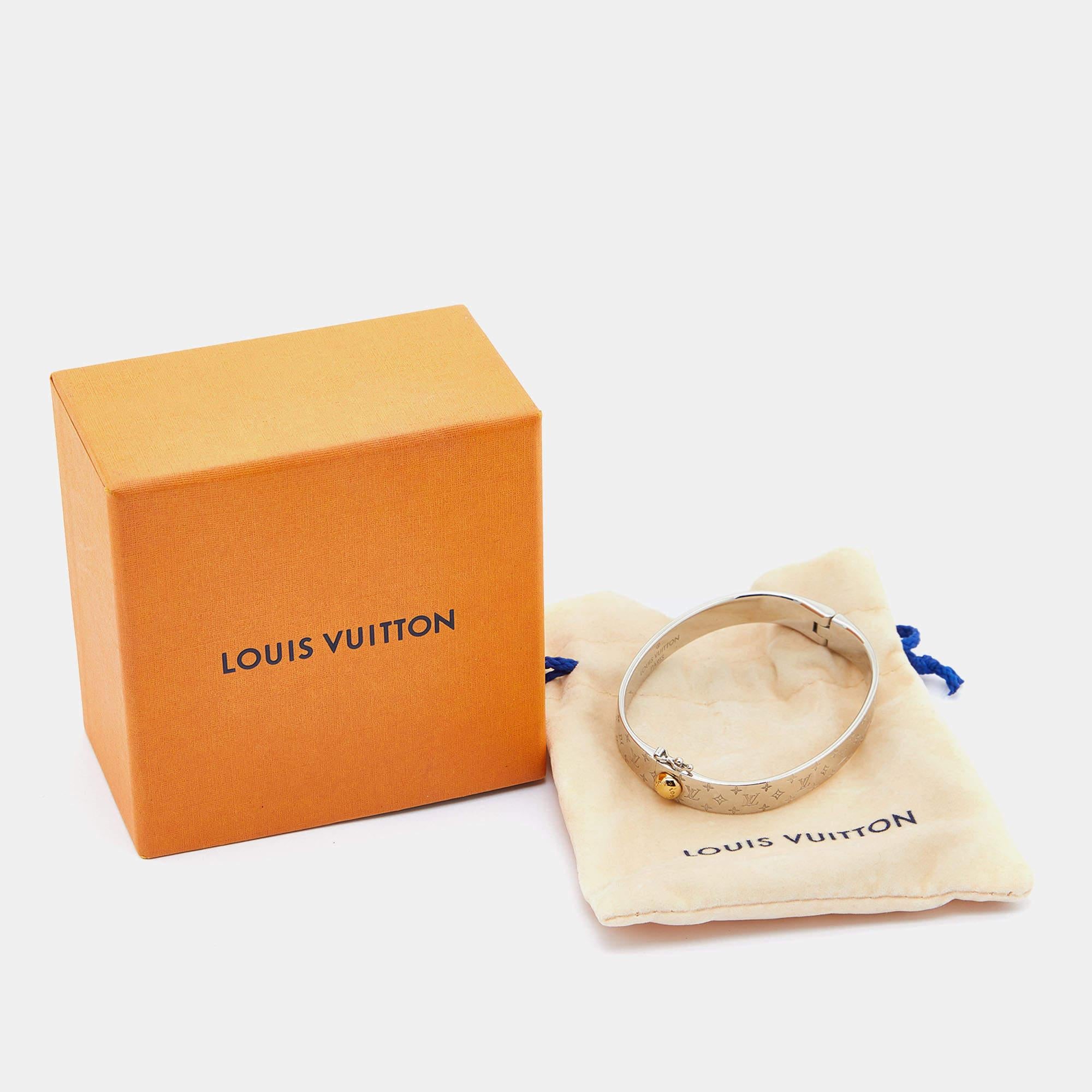 Women's Louis Vuitton Nanogram Cuff Two Tone Bracelet M