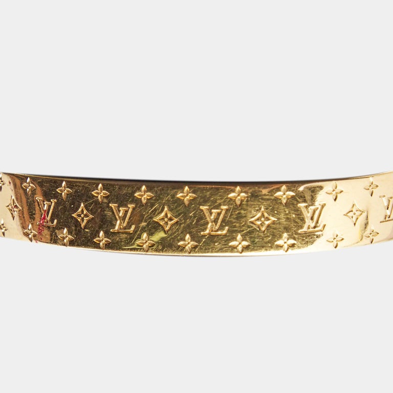 LOUIS VUITTON Cuff Nanogram Bracelet Metal Pink Gold M00254 Very