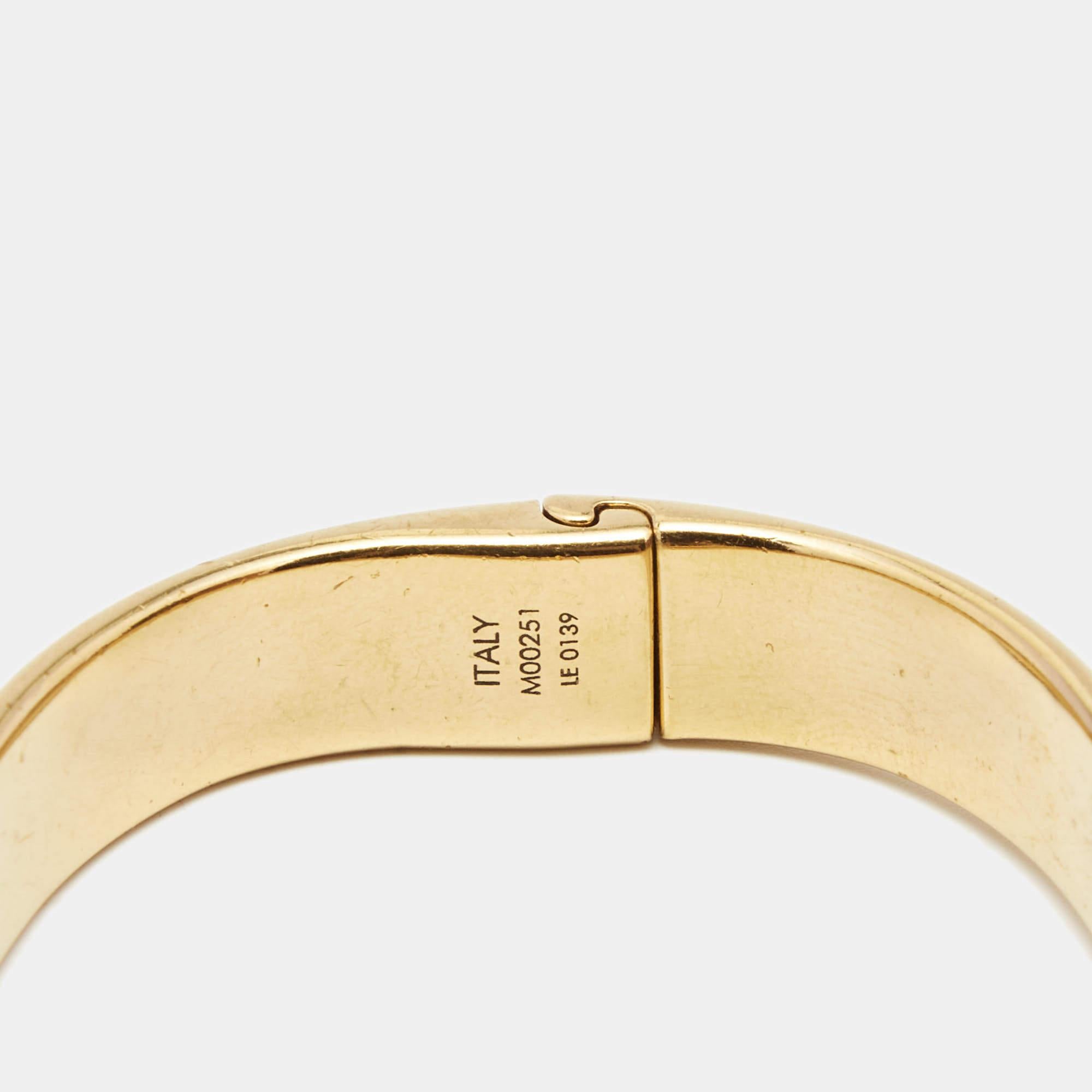 Louis Vuitton Nanogram Gold Tone Cuff Bracelet S In Fair Condition In Dubai, Al Qouz 2