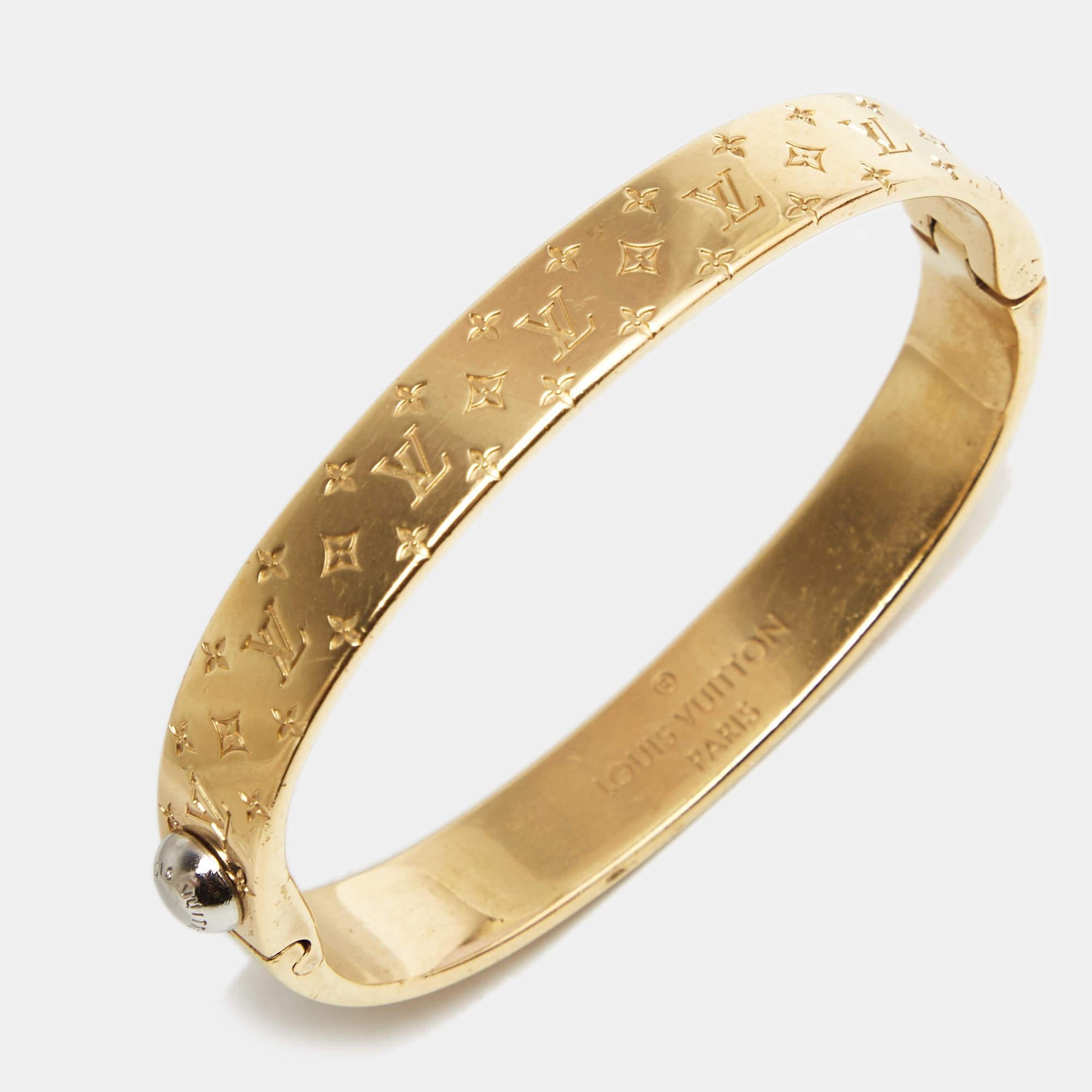 Women's Louis Vuitton Nanogram Gold Tone Cuff Bracelet S