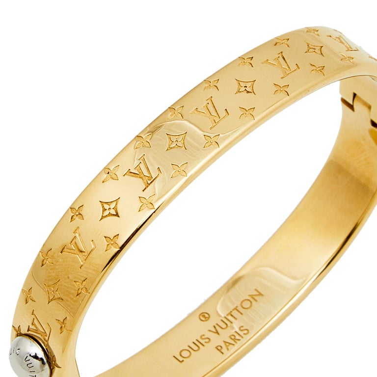 Louis Vuitton Nanogram Cuff Bracelet Metal Gold 2308421