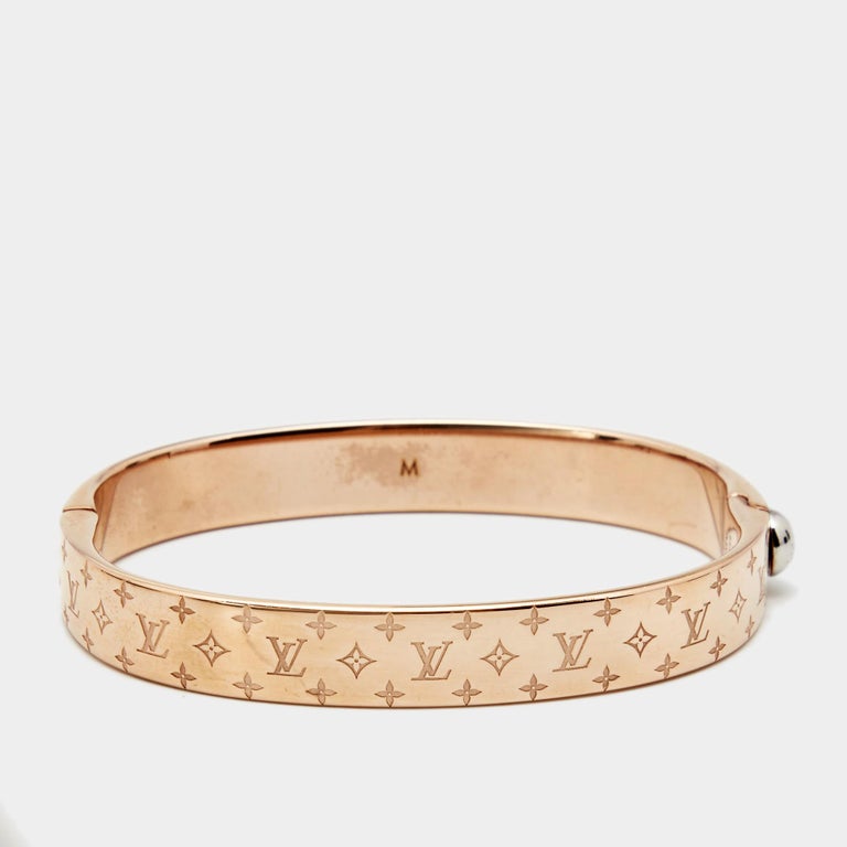 Louis Vuitton Rose Gold Tone Nanogram Cuff Bracelet M