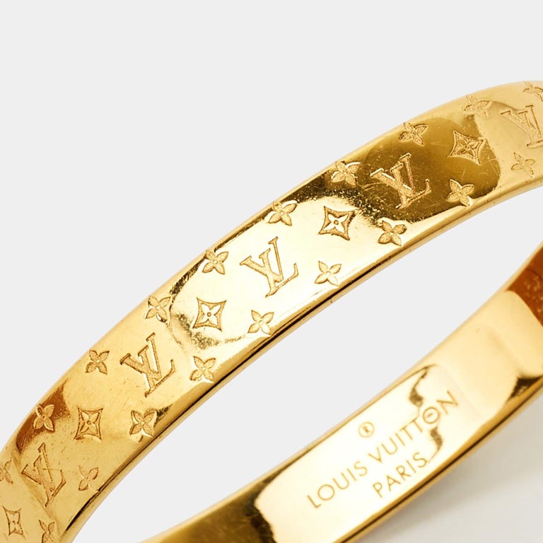 Louis Vuitton Gold Tone Nanogram Cuff Bracelet S Louis Vuitton