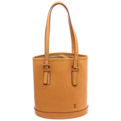 Louis Vuitton Natural Beige Leather Petit Bucket PM Bag