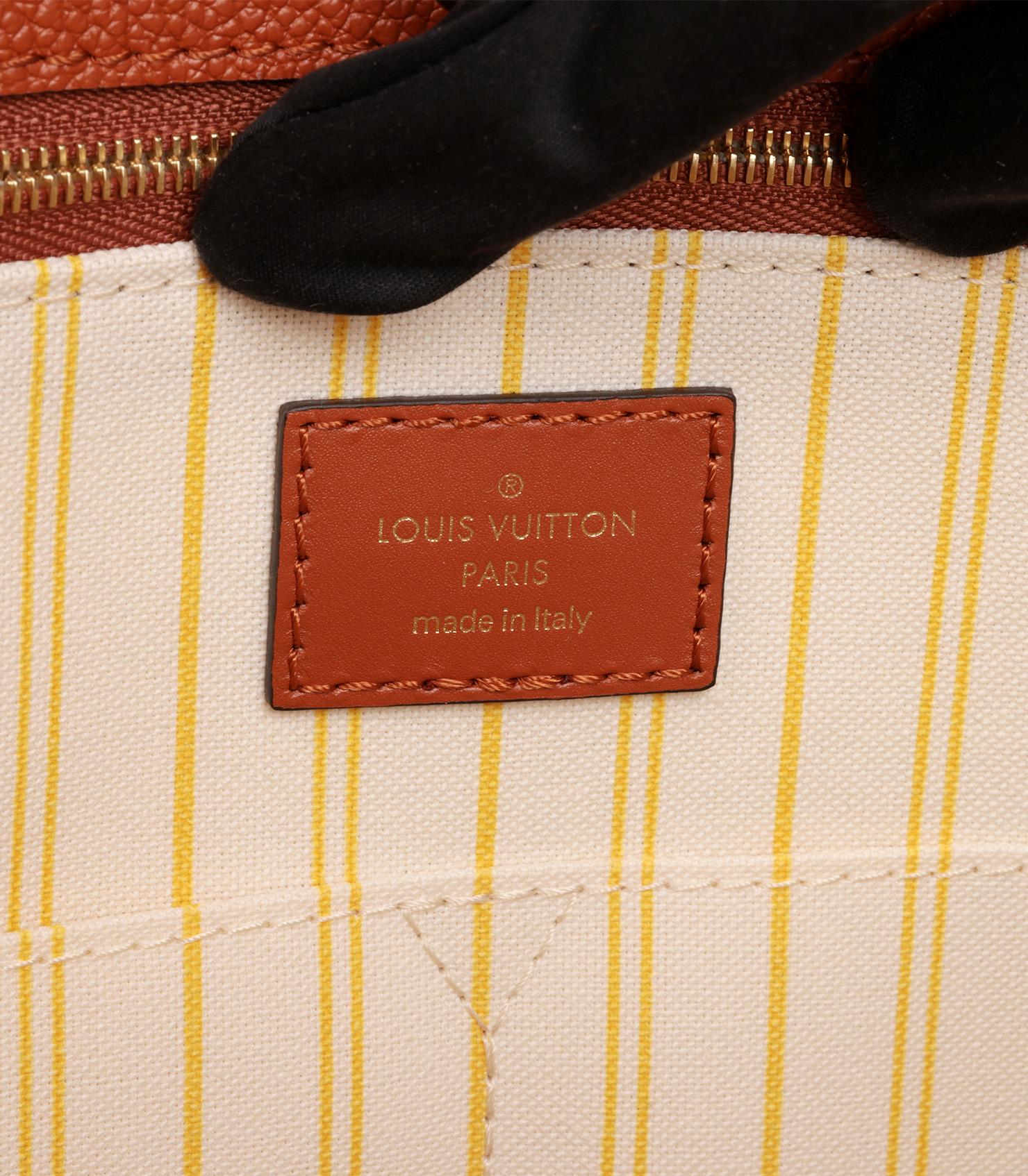 Louis Vuitton Natural Giant Monogram Raffia & Tan Calfskin Leather Onthego GM For Sale 4