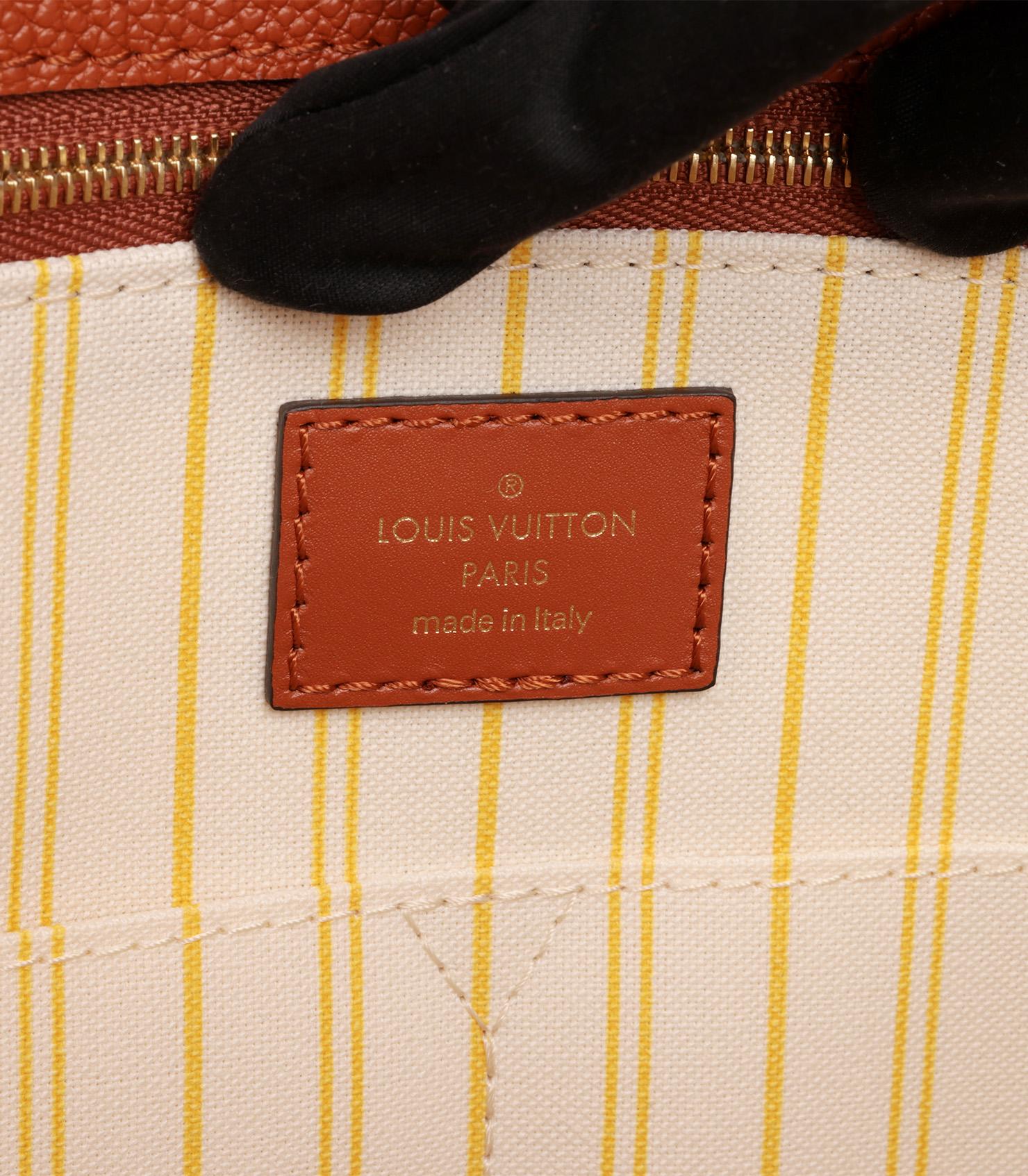 Louis Vuitton Natural Giant Monogram Raffia & Tan Calfskin Leather Onthego GM For Sale 3