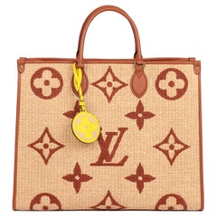 Louis Vuitton Natural Giant Monogramm Raffia & Tan Kalbsleder Onthego GM