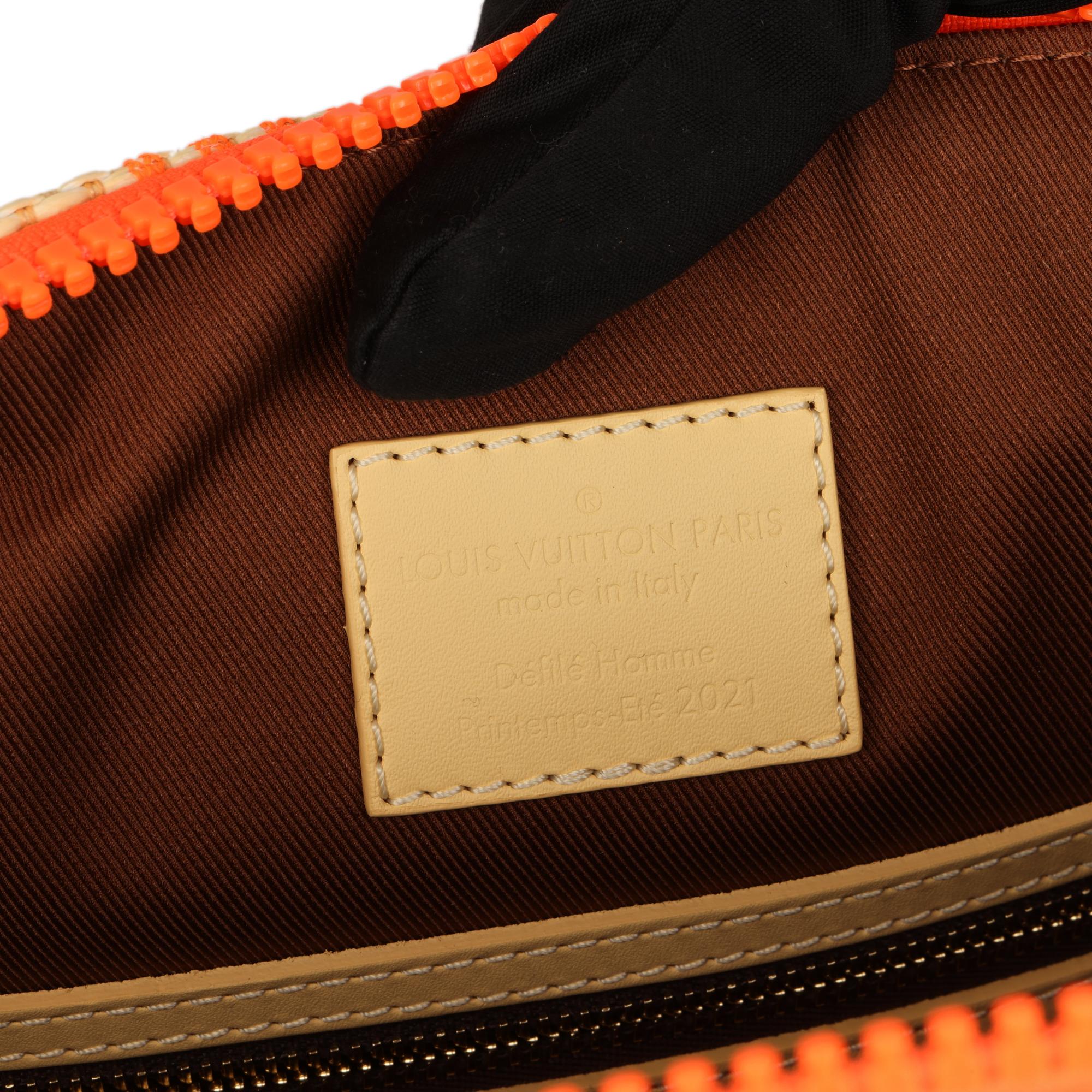 Louis Vuitton Natural & Orange Raffia, Beige Keepall 50 Bandouliere 3