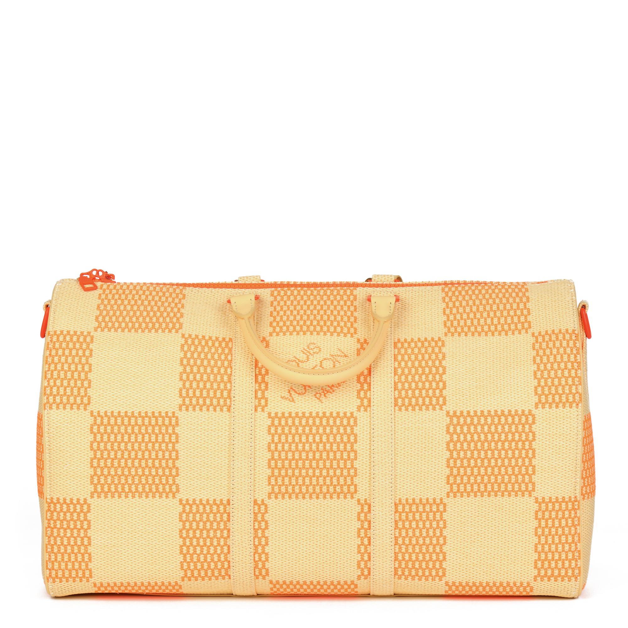Orange Louis Vuitton - Bandoulière Keepall 50 en raphia naturel et orange en vente
