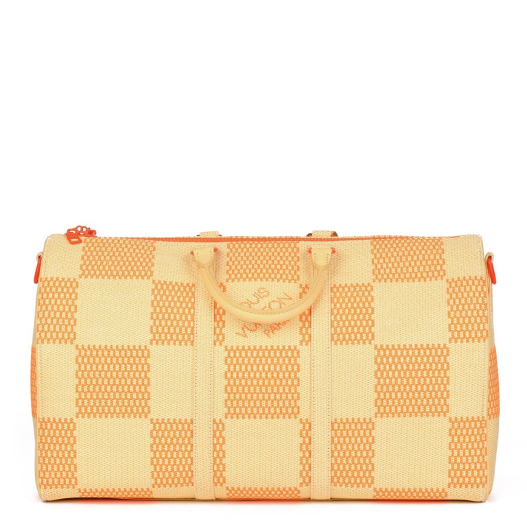 Louis Vuitton Natural & Orange Raffia, Beige Keepall 50 Bandouliere For Sale 1