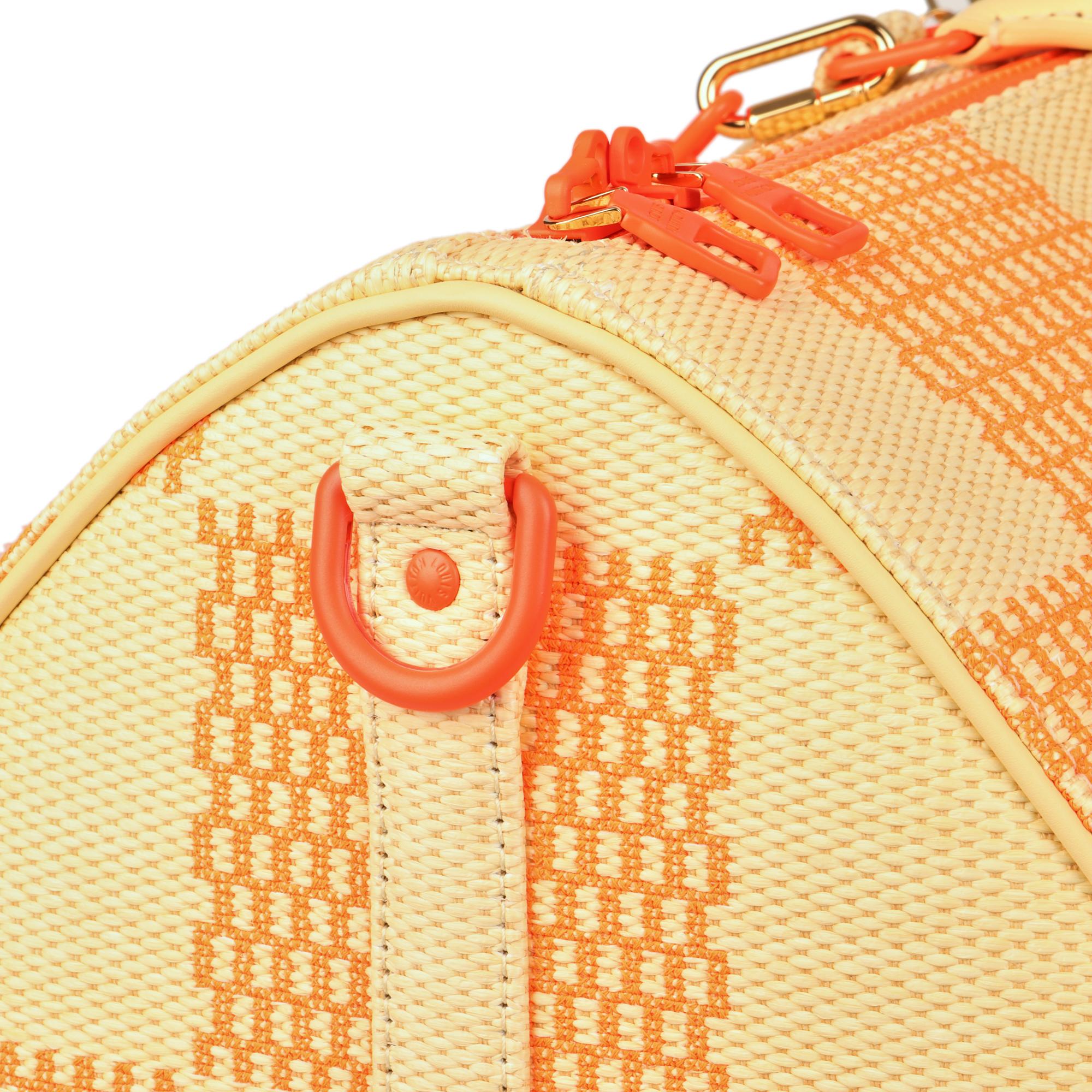 Louis Vuitton Natural & Orange Raffia, Beige Keepall 50 Bandouliere For Sale 1