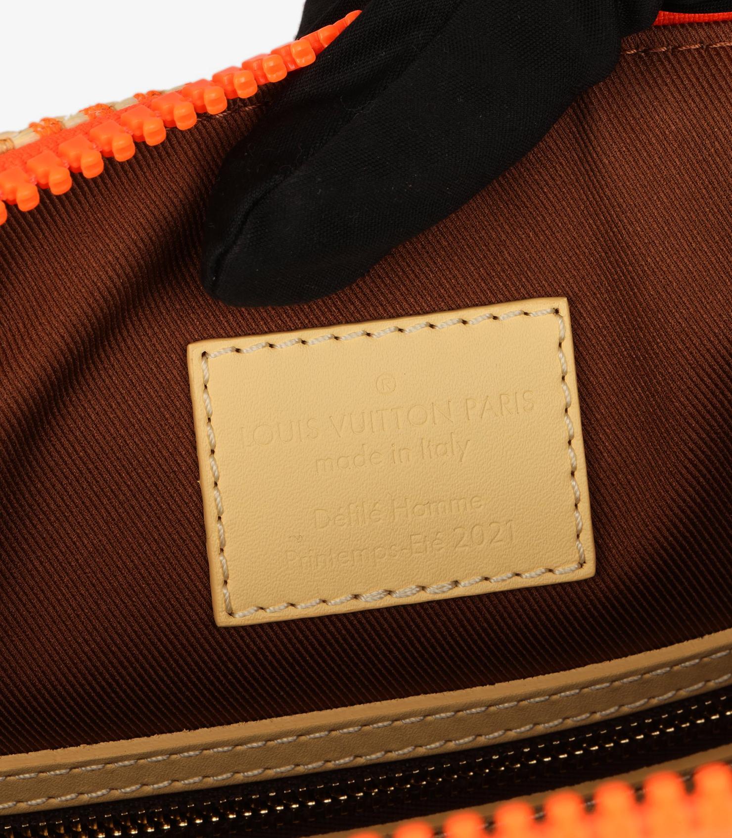 Louis Vuitton Natural & Orange Raffia Keepall 50 Bandoulière For Sale 7