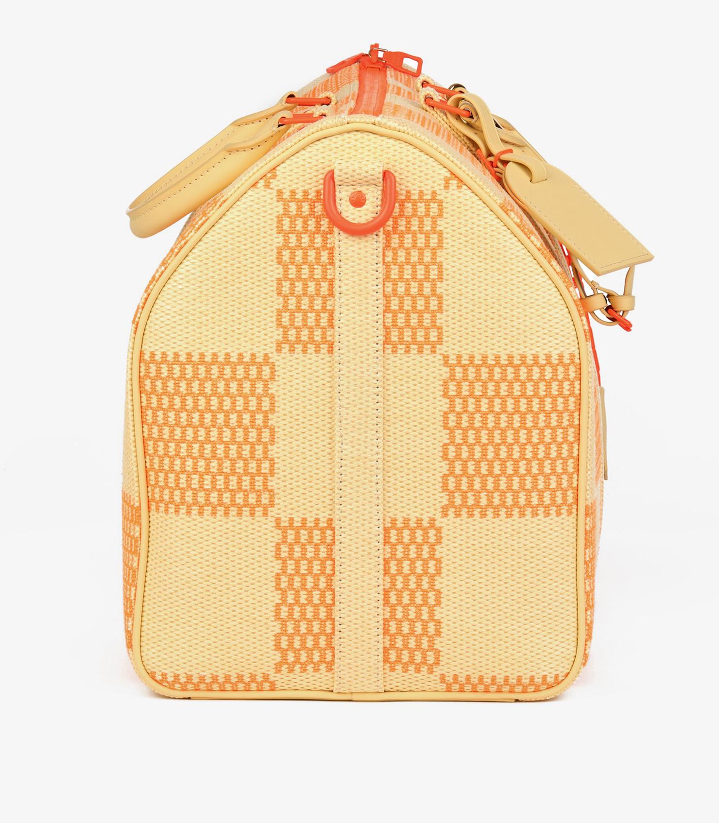 Women's or Men's Louis Vuitton Natural & Orange Raffia Keepall 50 Bandoulière For Sale