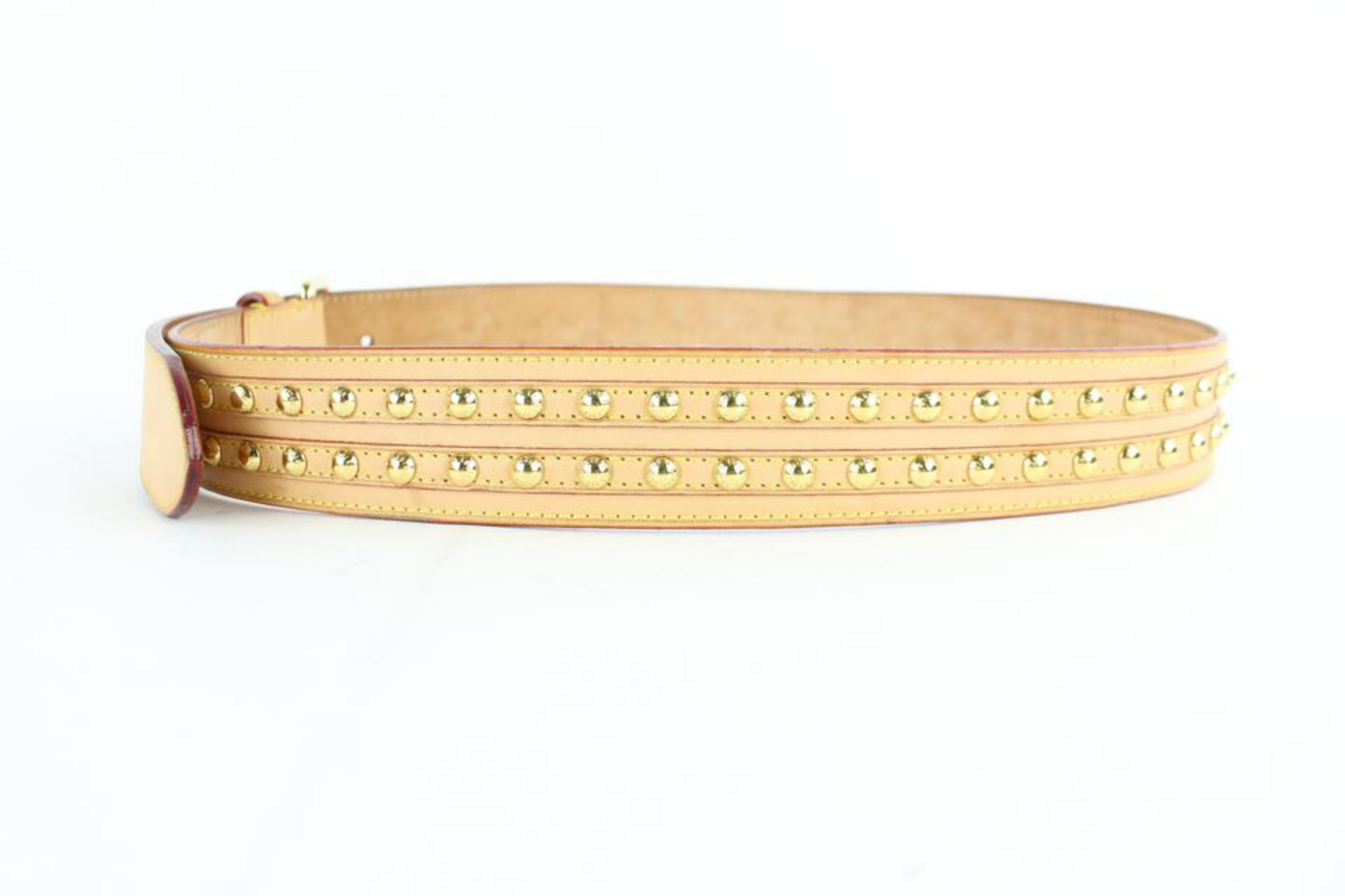 Louis Vuitton Natural Rare Runway Vachetta Rivet 19lz0129 Belt For Sale 2