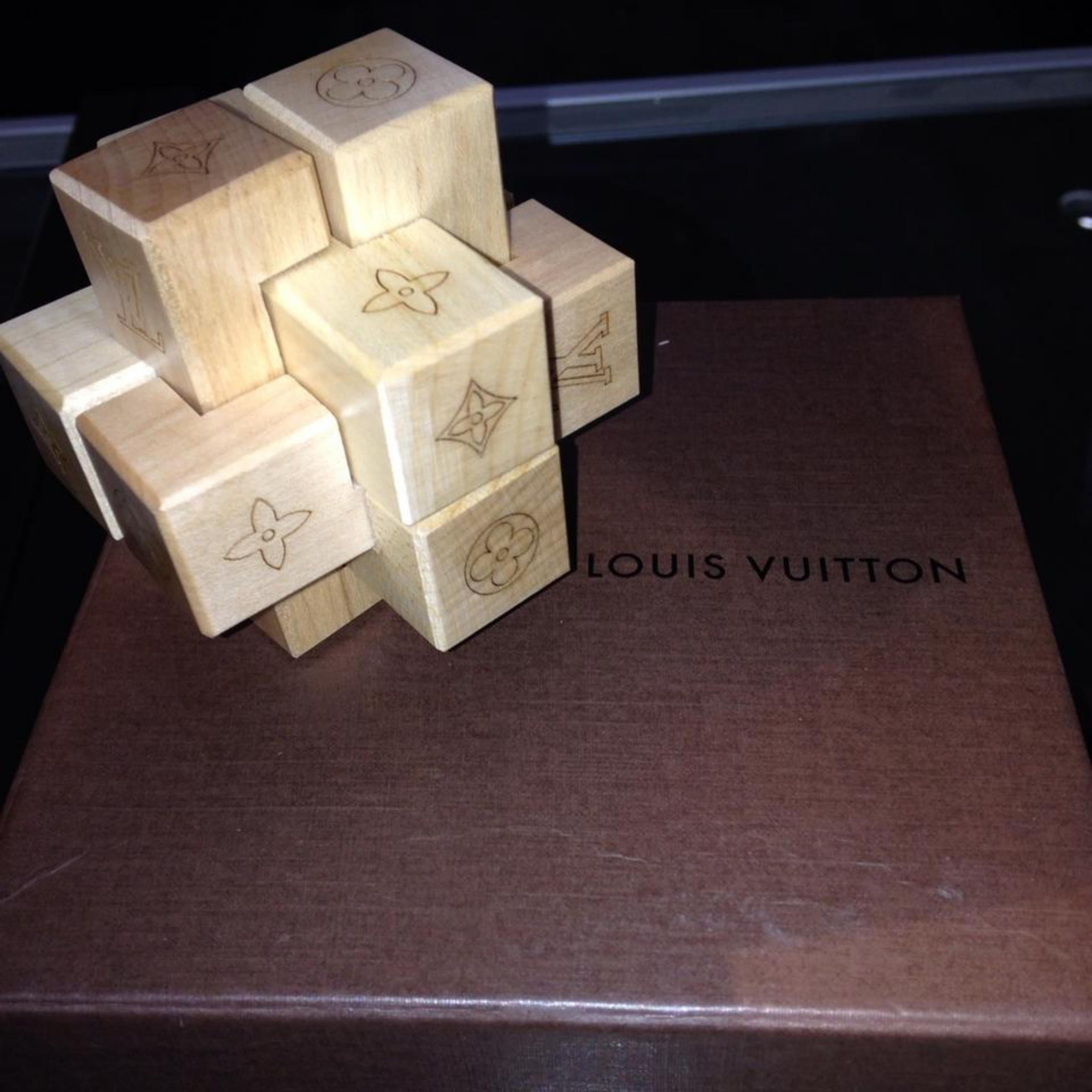 Brown Louis Vuitton Natural (Ultra Rare) Wood Pateki Puzzle Blocks Toy Game Lvtl134 For Sale