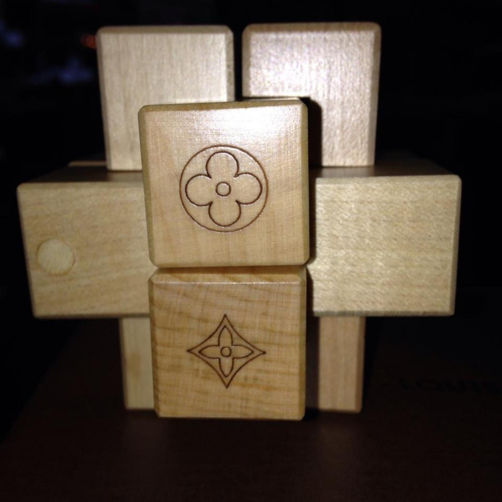 Louis Vuitton Natural (Ultra Rare) Wood Pateki Puzzle Blocks Toy Game Lvtl134 In New Condition For Sale In Forest Hills, NY