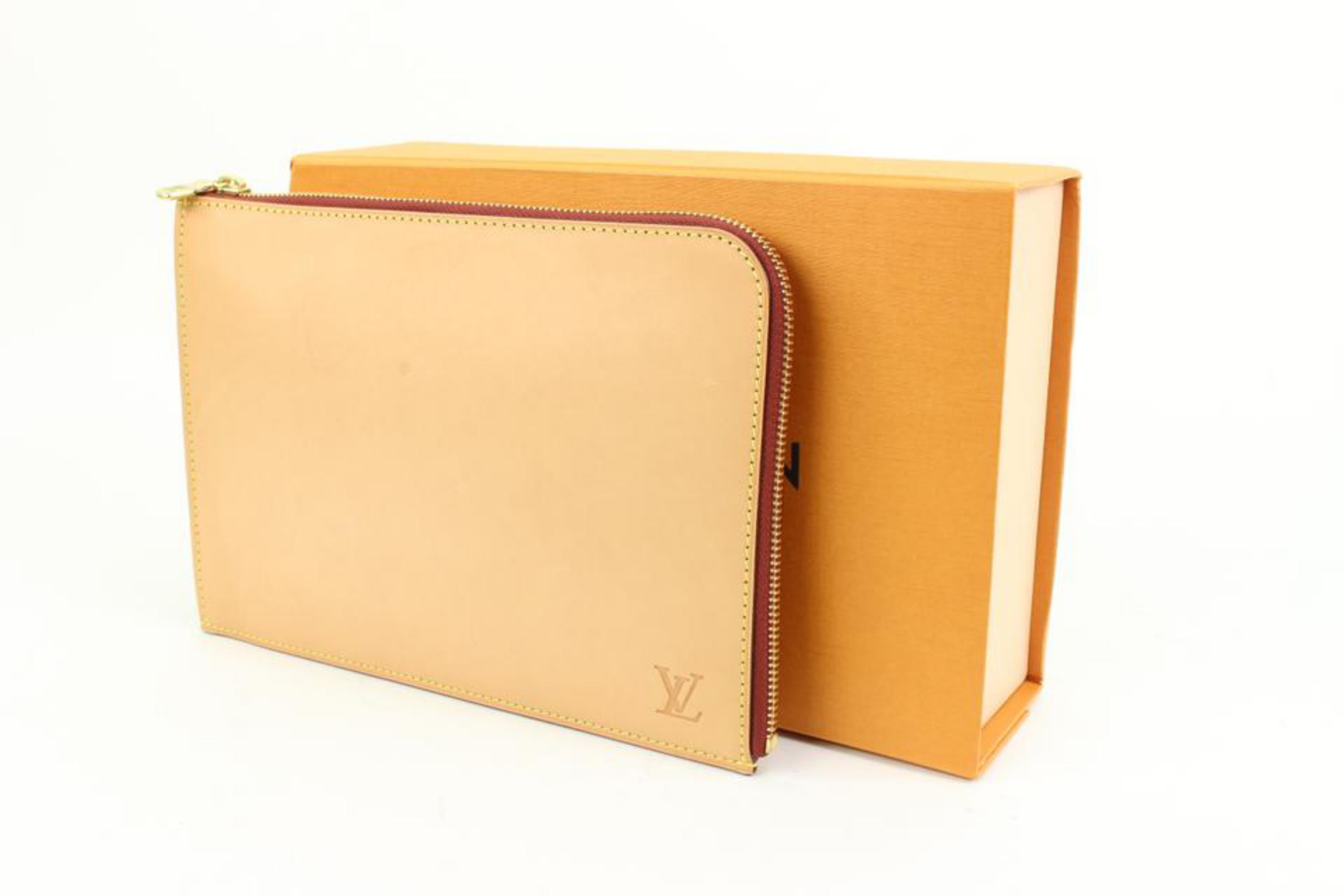 Louis Vuitton Natural Vachetta Leather Pochette Jules Zip Clutch 76lk317s
Made In: Italy
Measurements: Length:  9.2
