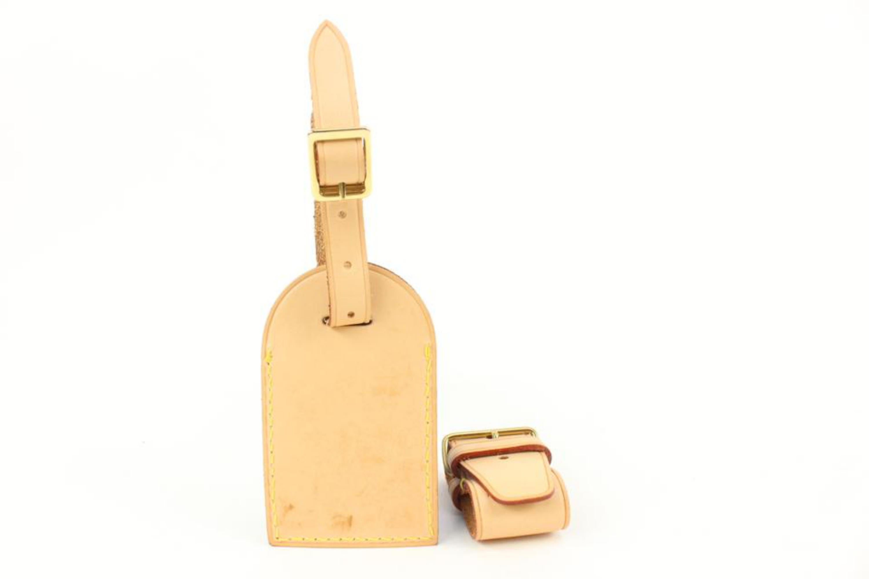 Louis Vuitton Natural Vachetta Luggage Tag and Poignet Set 2LV96a For Sale 2