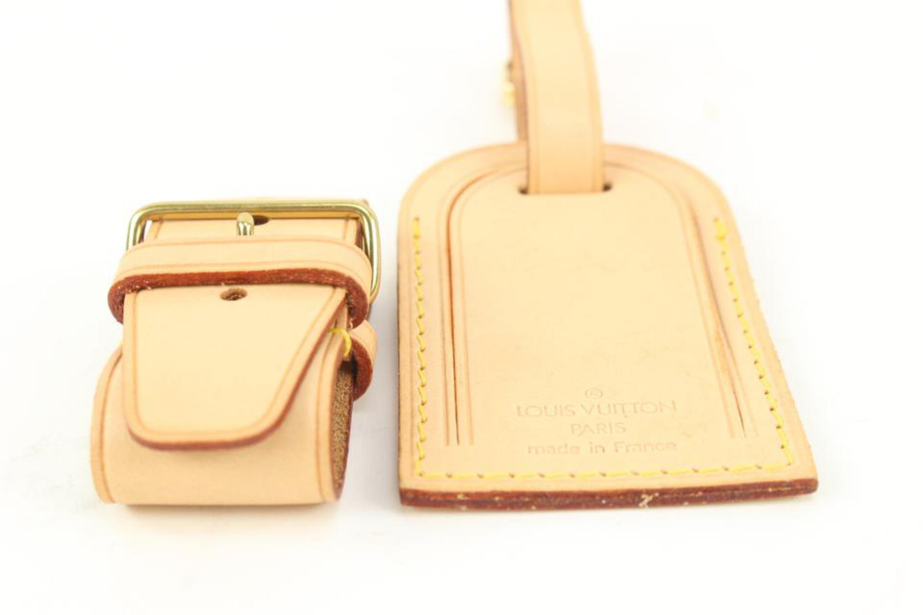 Louis Vuitton Natural Vachetta Luggage Tag and Poignet Set 2LV96a For Sale 3