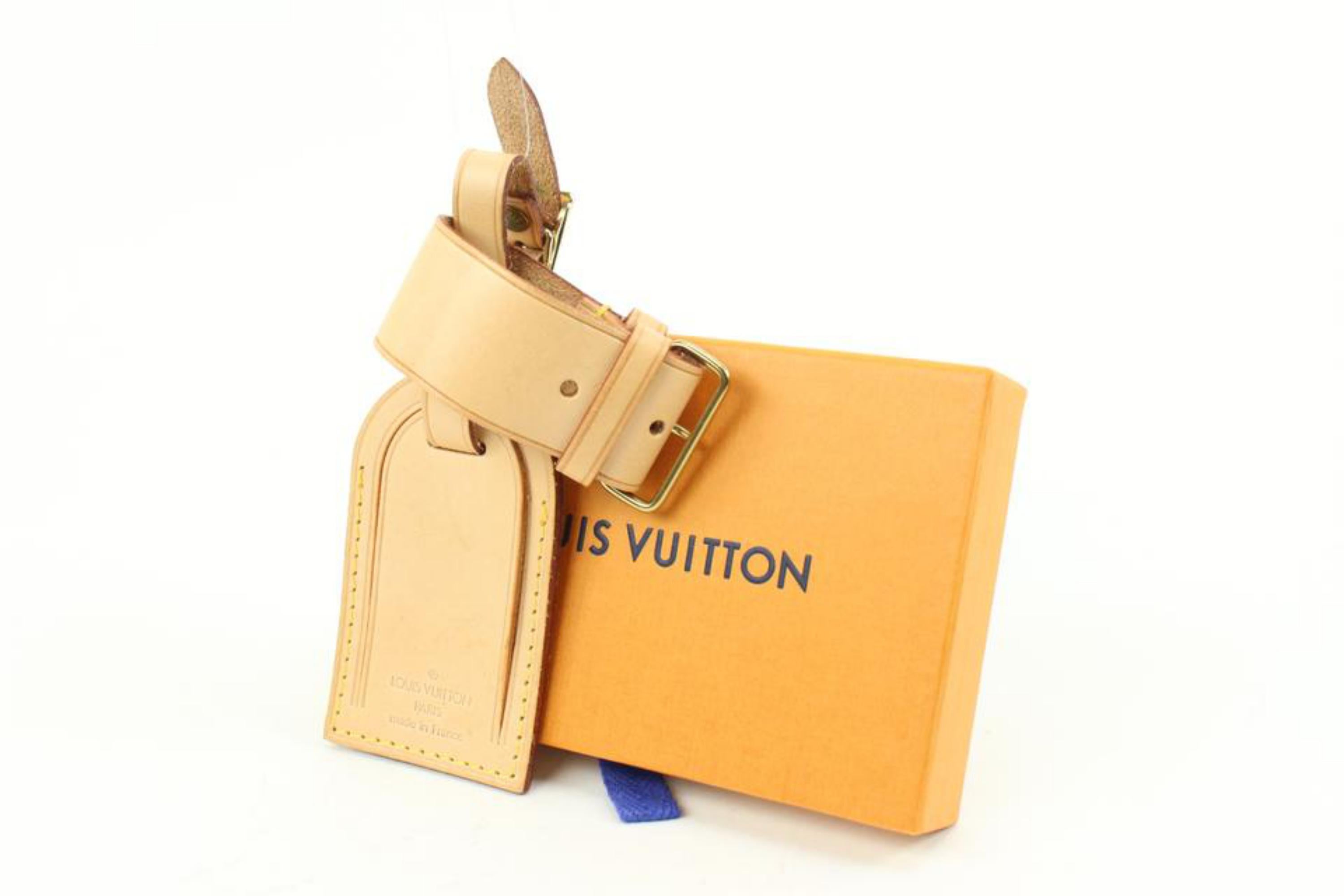 Louis Vuitton Natural Vachetta Luggage Tag and Poignet Set 2LV96a For Sale 4