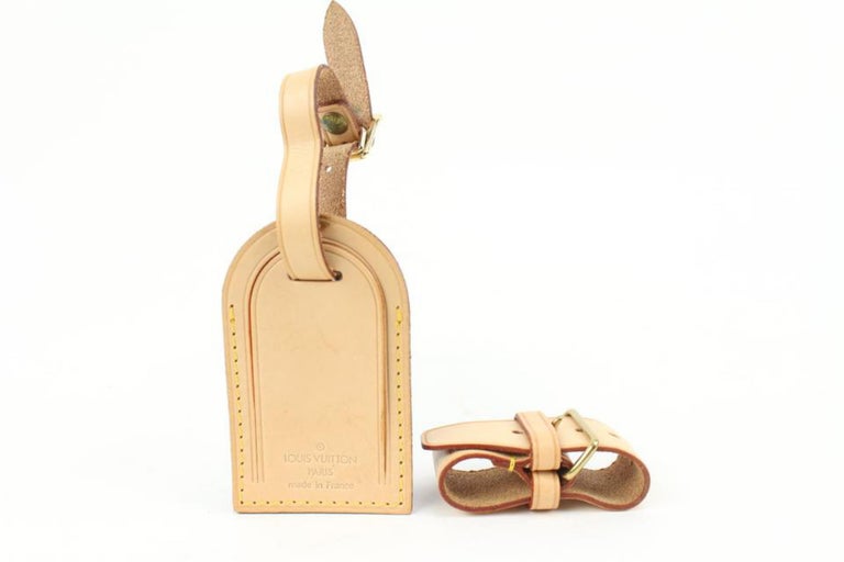LOUIS VUITTON Luggage Tag and Handle Strap Set Genuine LV Leather Vachetta  Set