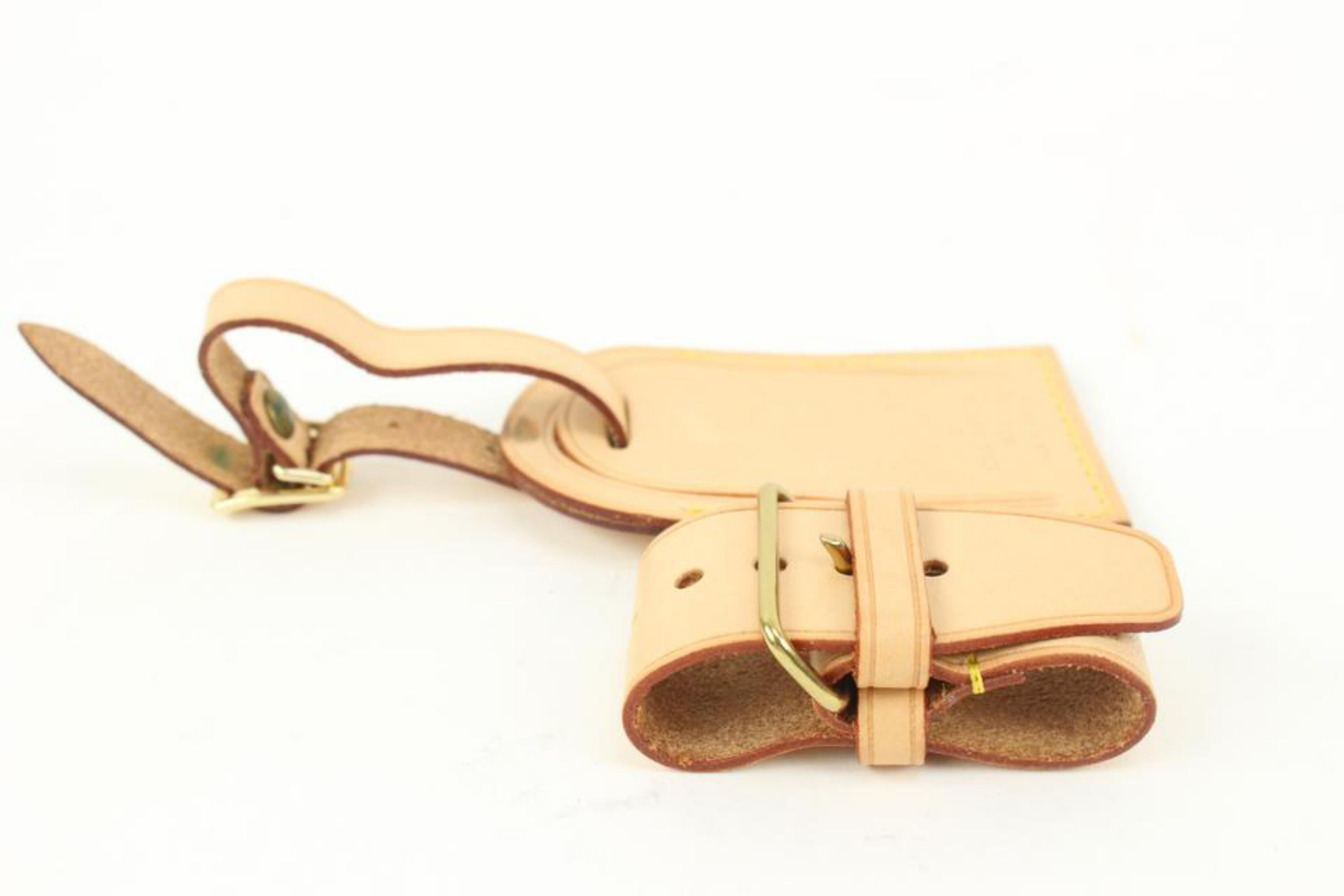 Louis Vuitton Natural Vachetta Luggage Tag and Poignet Set 2LV96a In Excellent Condition For Sale In Dix hills, NY