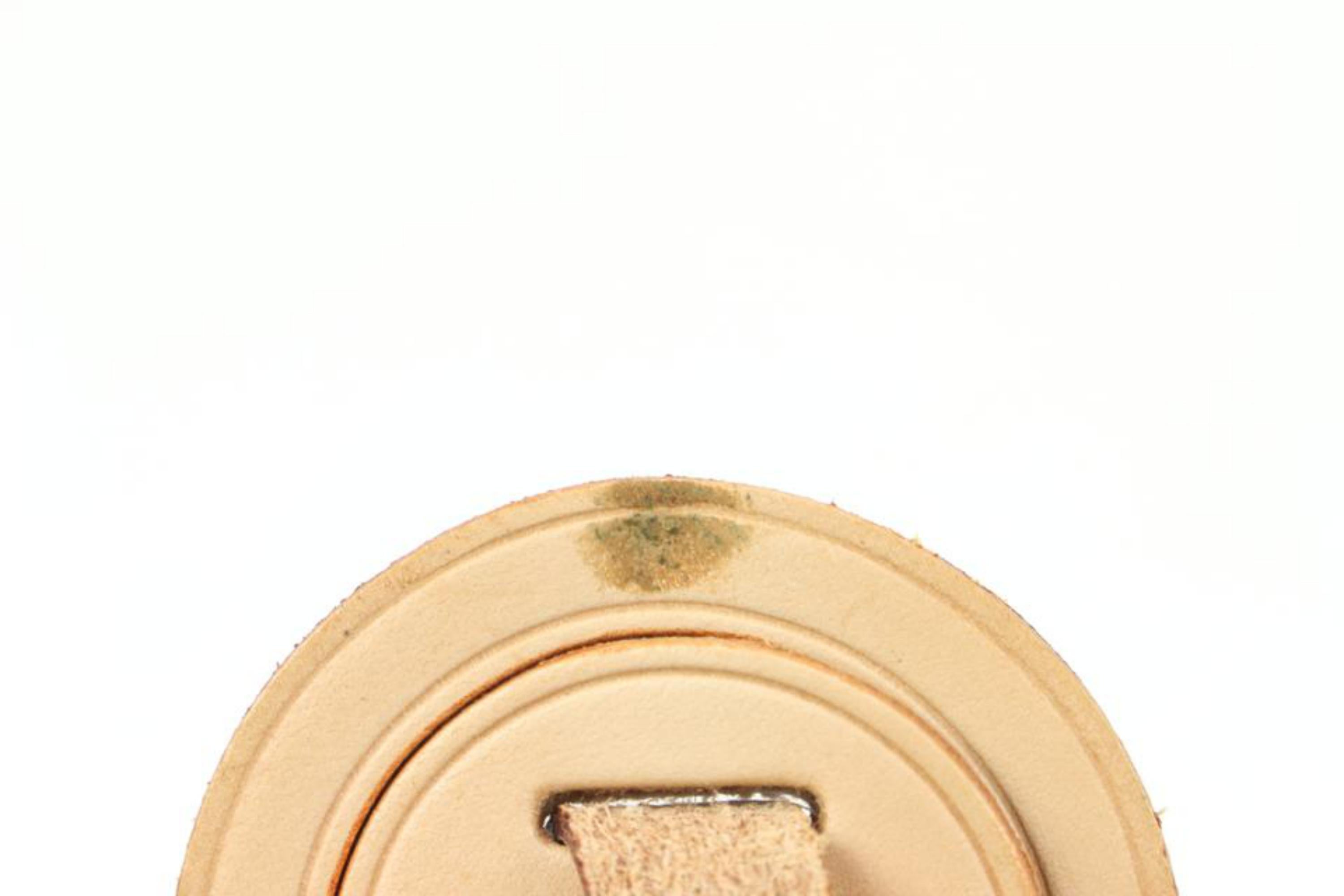 Women's or Men's Louis Vuitton Natural Vachetta Luggage Tag and Poignet Set 2LV96a For Sale