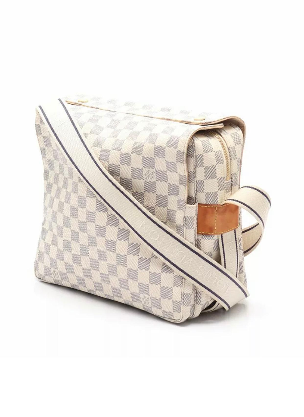 LOUIS VUITTON Naviglio Damier Azur shoulder bag PVC leather white,Cross Body
Material: Damier Azur
Color: Whites
Country of Manufacture: France 
Code Number: SR 0048
Measurements:
W 10.6 x H9.4 x D5.3inch
Shoulder: 36.6inch
Outside：Open pocket x