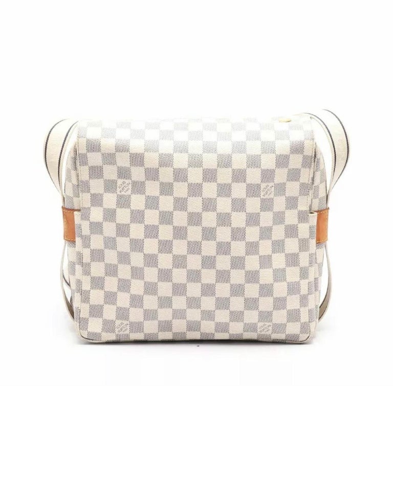 LOUIS VUITTON Naviglio Damier Azur handbag PVC leather white