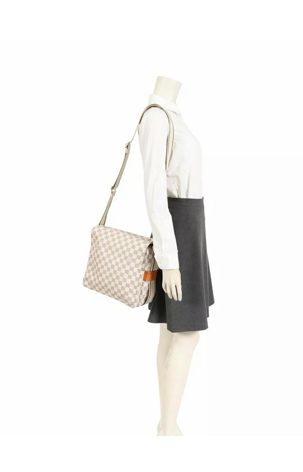 Beige LOUIS VUITTON Naviglio Damier Azur shoulder bag PVC leather white, Cross Body