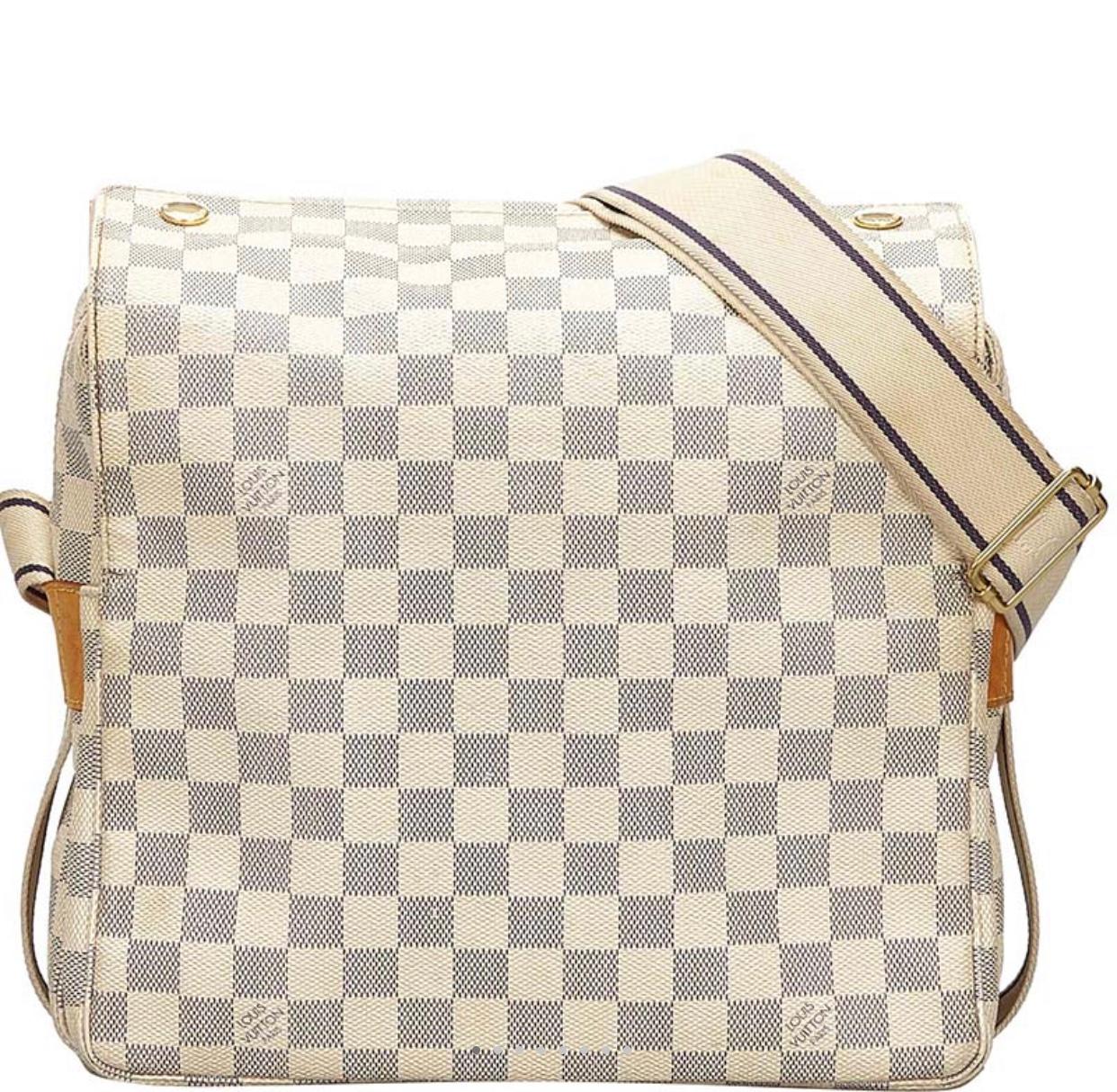 LOUIS VUITTON Naviglio Damier Azur shoulder bag PVC leather white, Cross Body In Excellent Condition In New York, NY